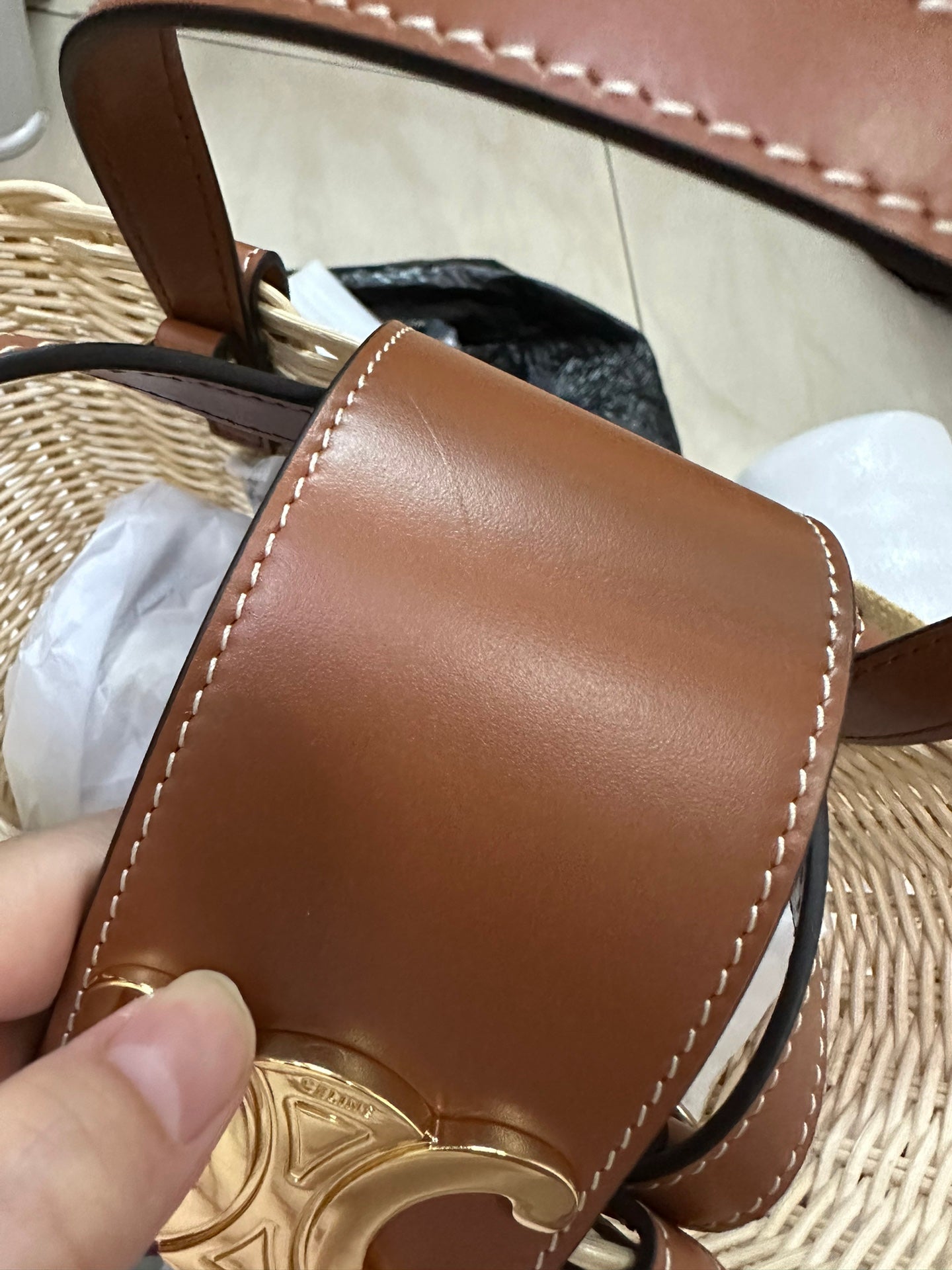 Triomphe Panier Woven Basket Bag