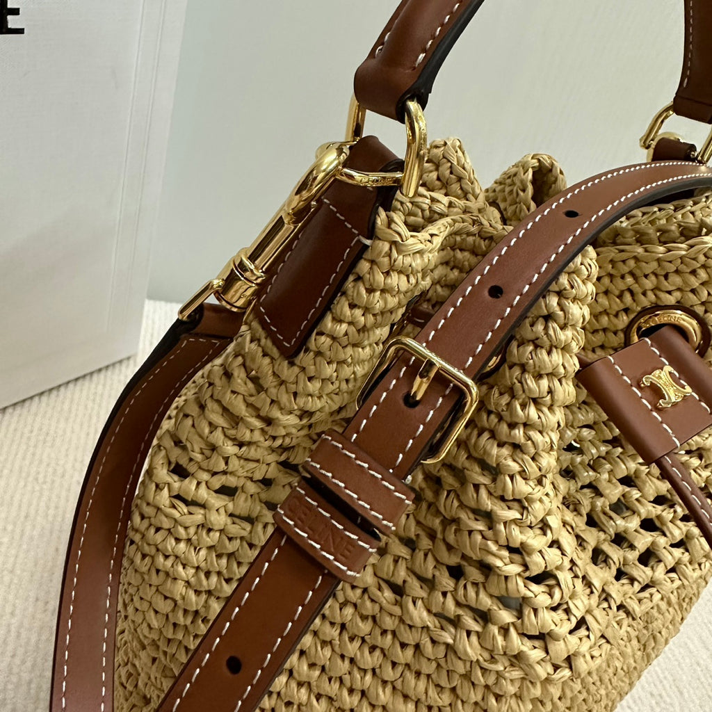 Clara Drawstring Woven Bucket Bag