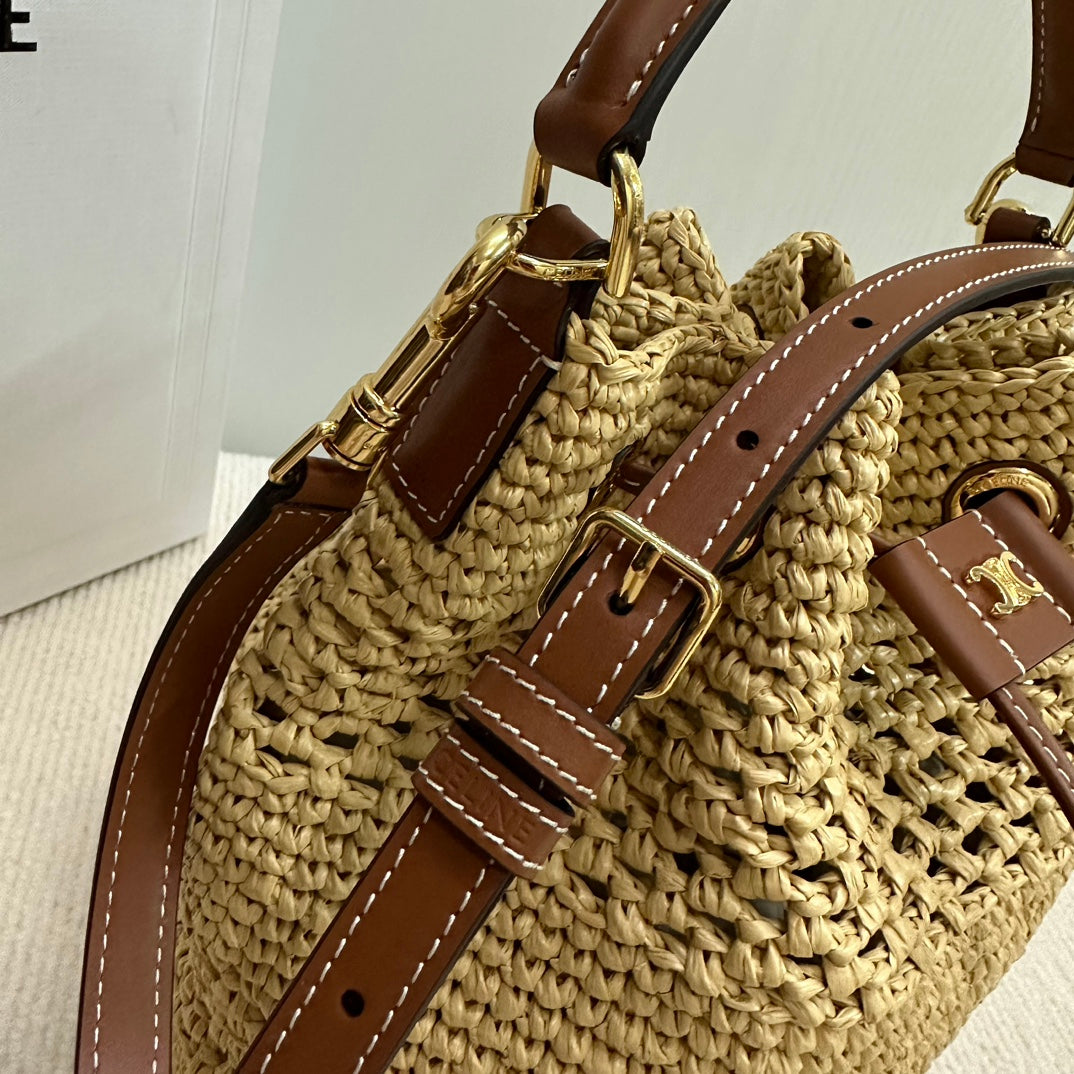 Clara Drawstring Woven Bucket Bag