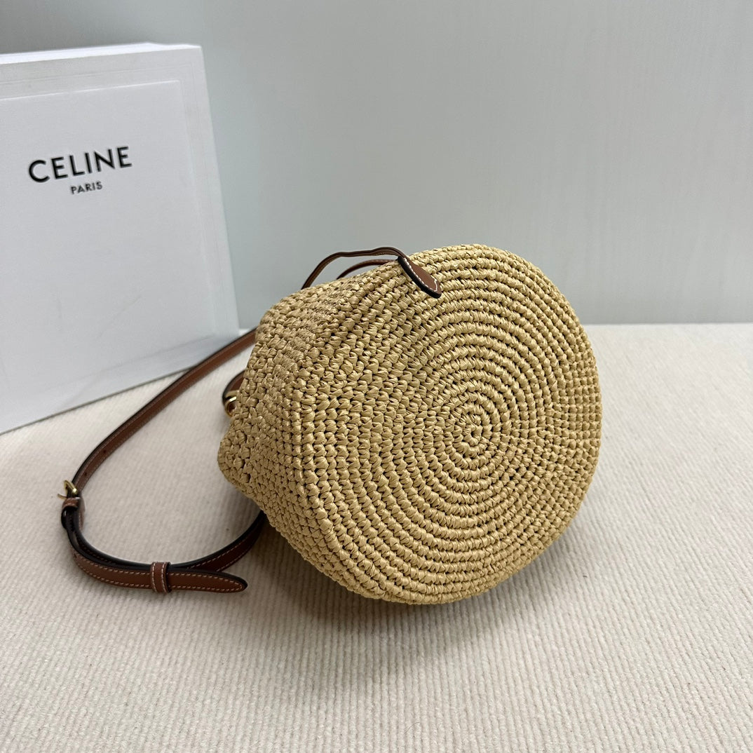 Clara Drawstring Woven Bucket Bag