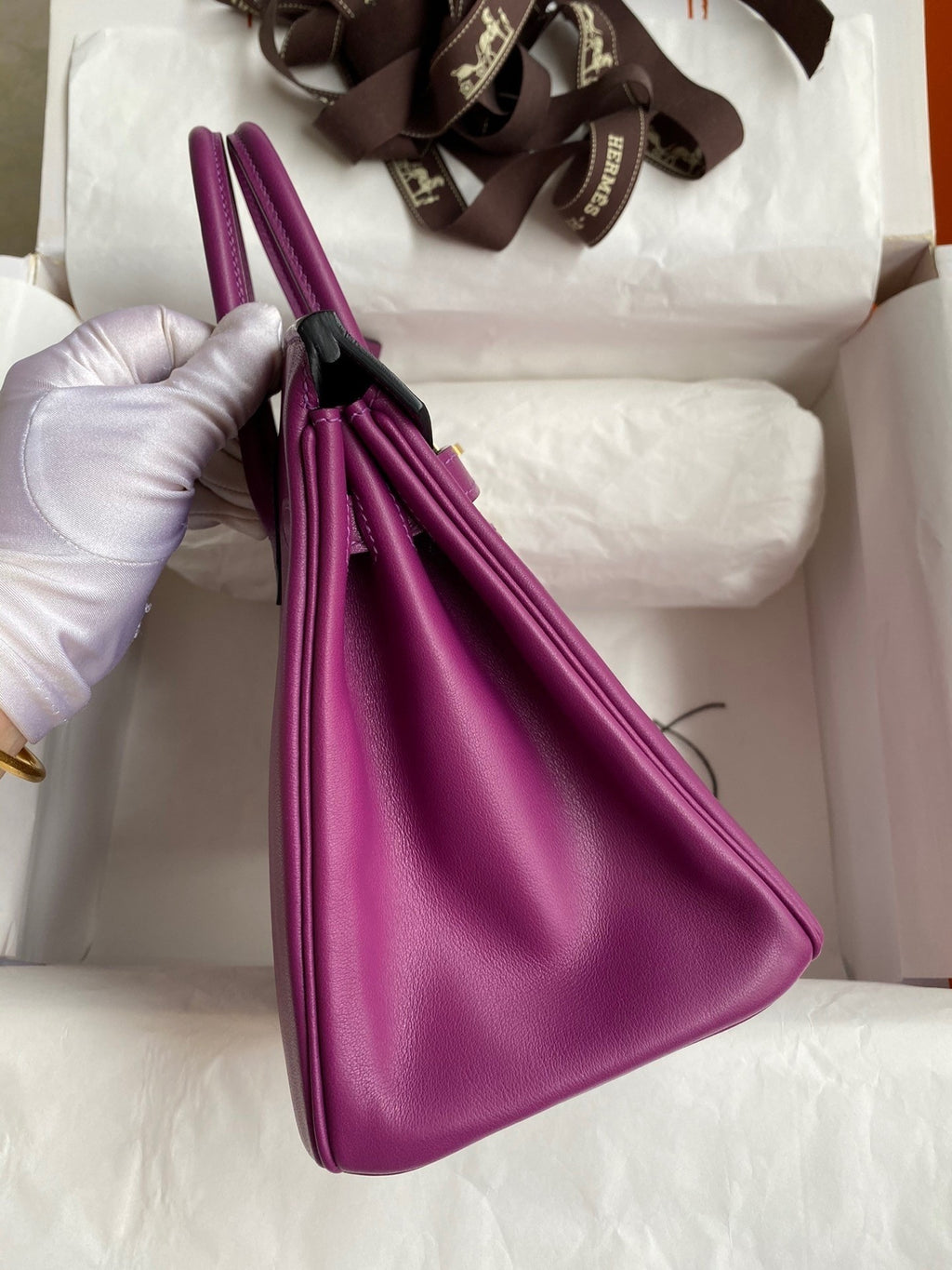 Birkin 25cm Swift Calfskin Leather Handbag