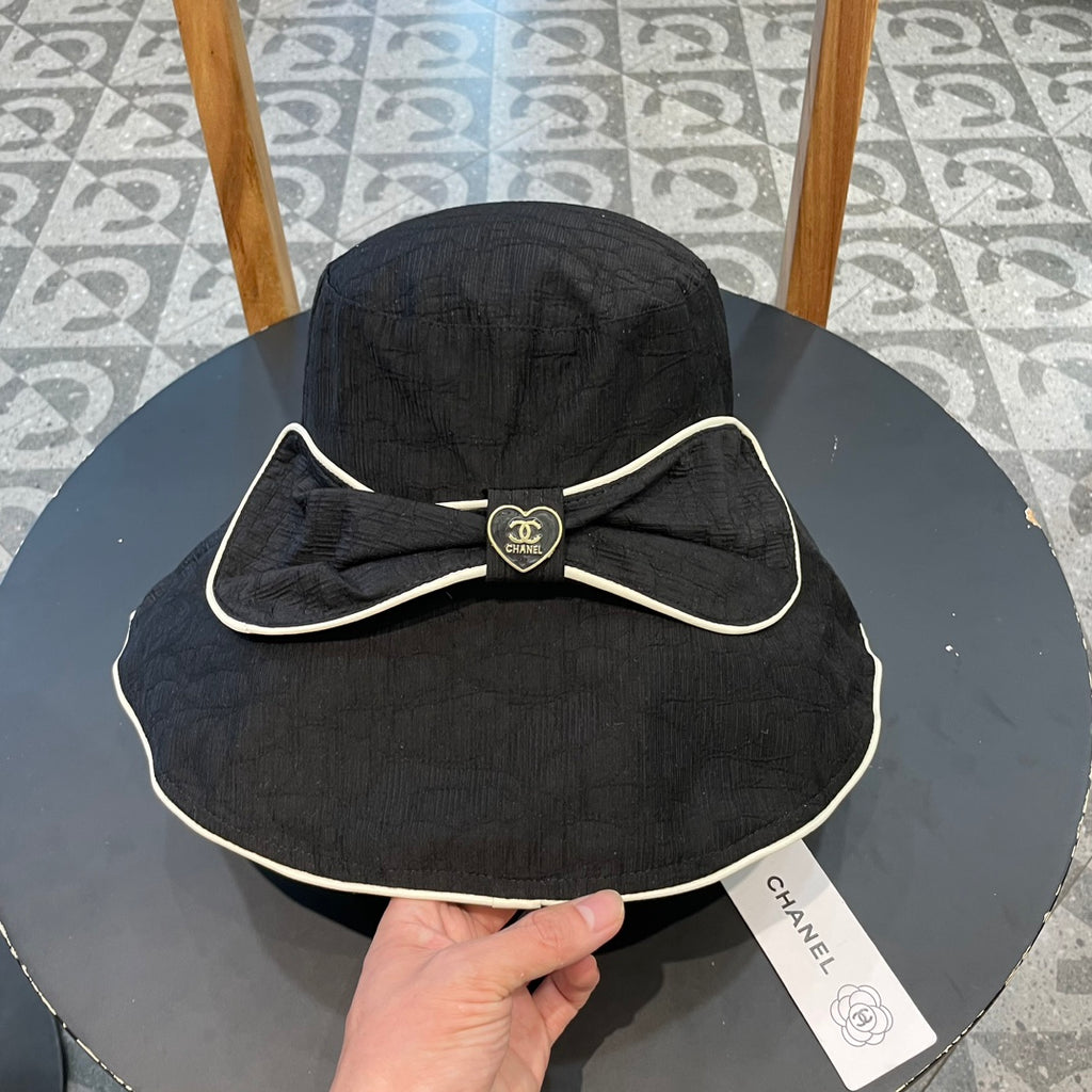 Wide Brim Hat with Elegant Bow Detail
