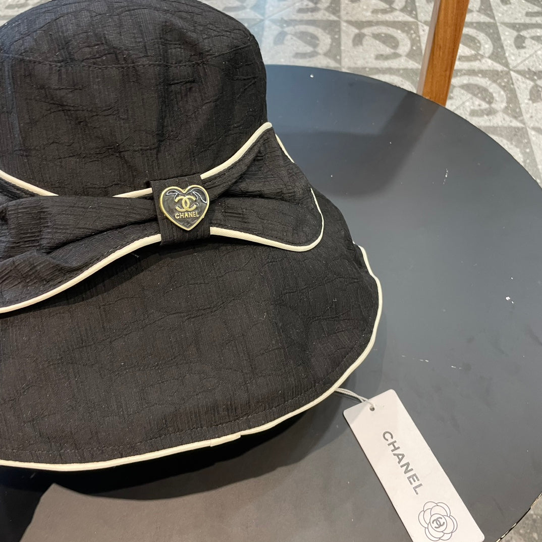 Wide Brim Hat with Elegant Bow Detail