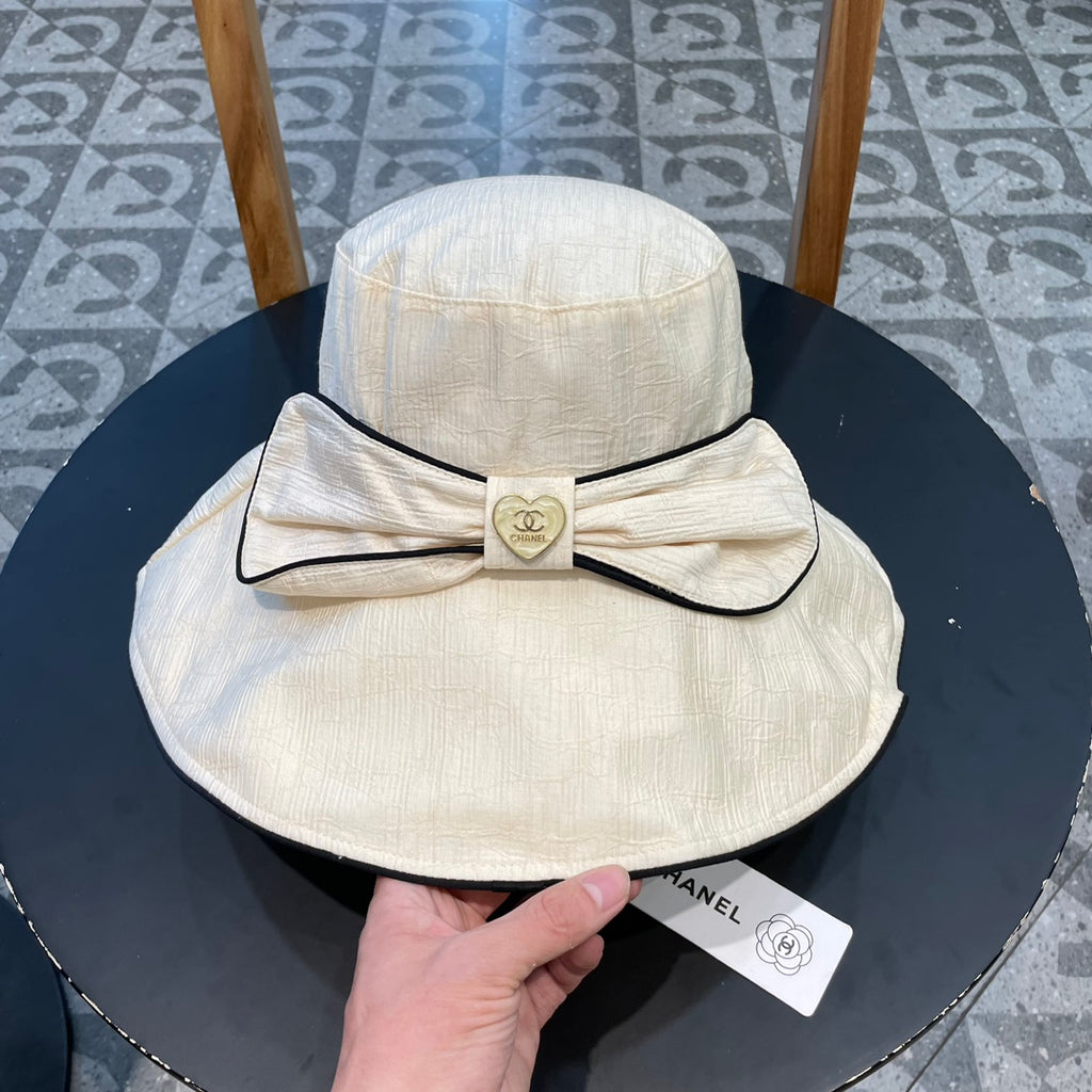 Wide Brim Hat with Elegant Bow Detail