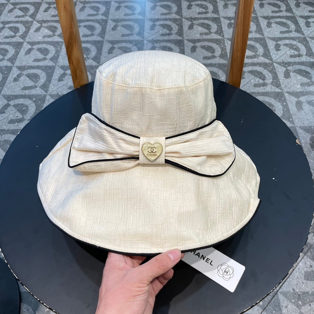 Wide Brim Hat with Elegant Bow Detail