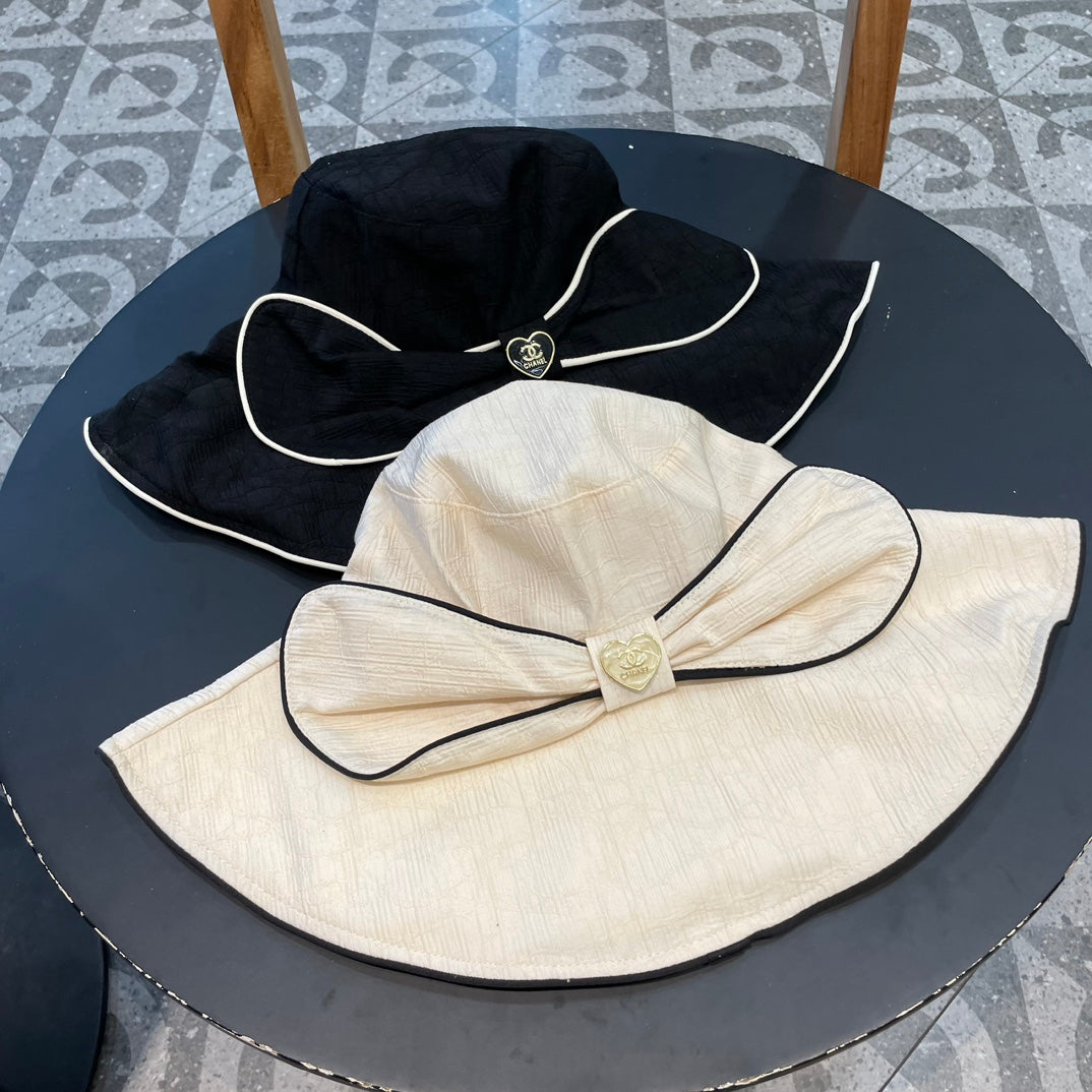 Wide Brim Hat with Elegant Bow Detail
