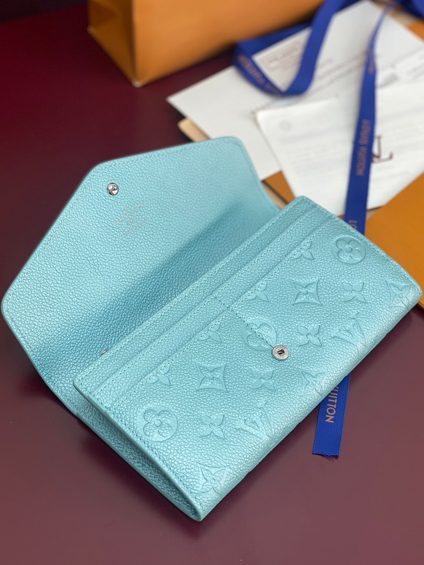 Sarah Wallet – Monogram Empreinte Leather (Blue)