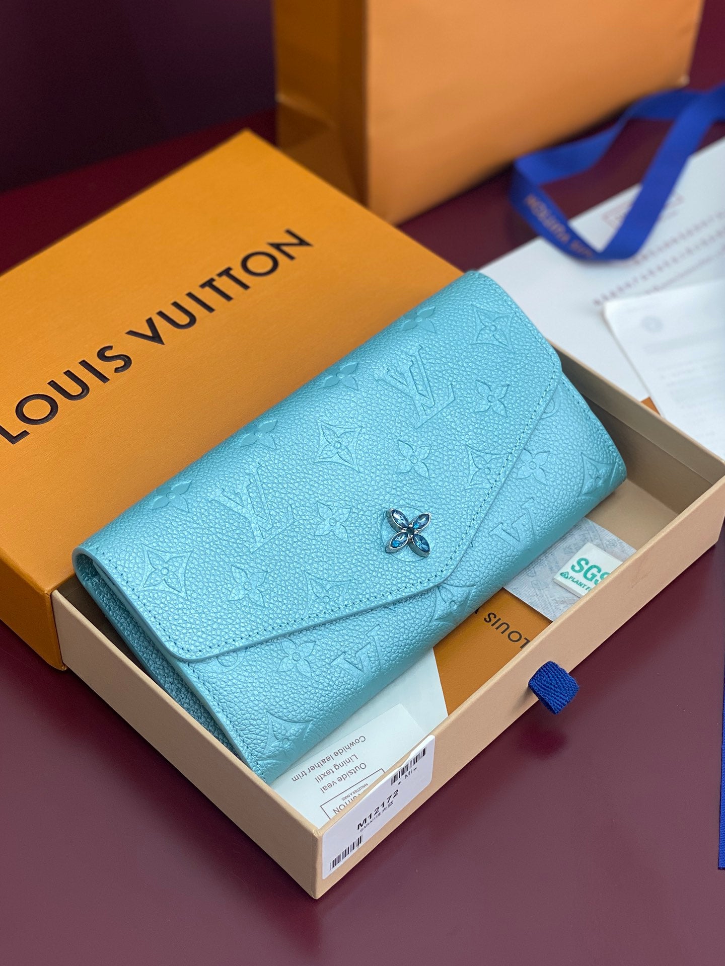 Sarah Wallet – Monogram Empreinte Leather (Blue)