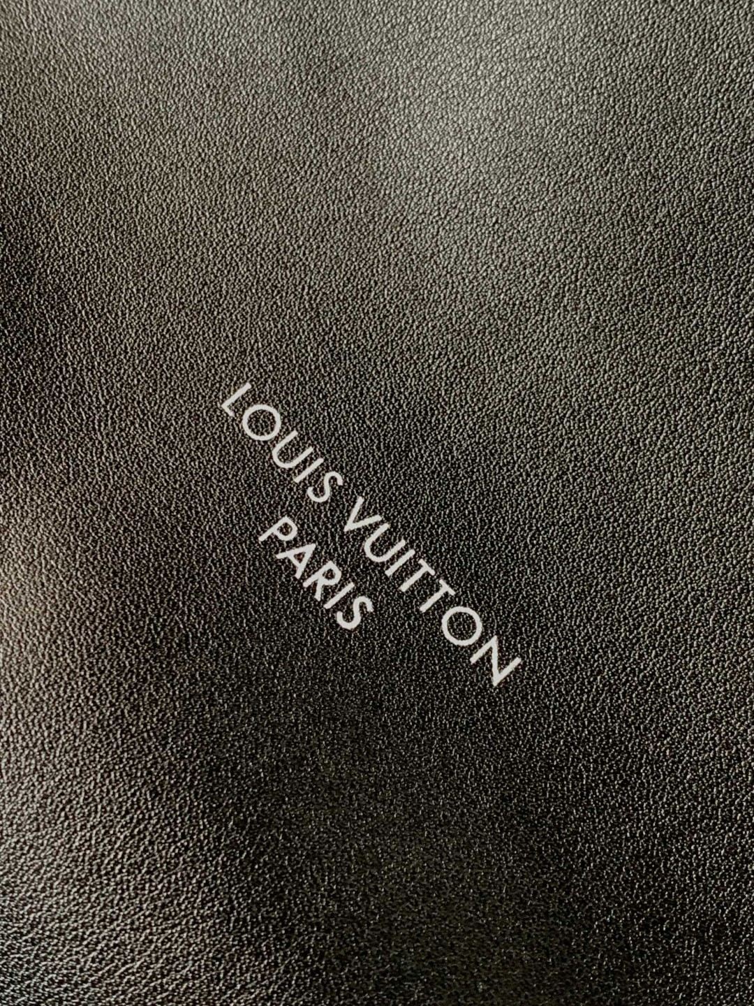 CarryAll Dark Shoulder Bag – Black Lambskin Leather & Monogram Pouch