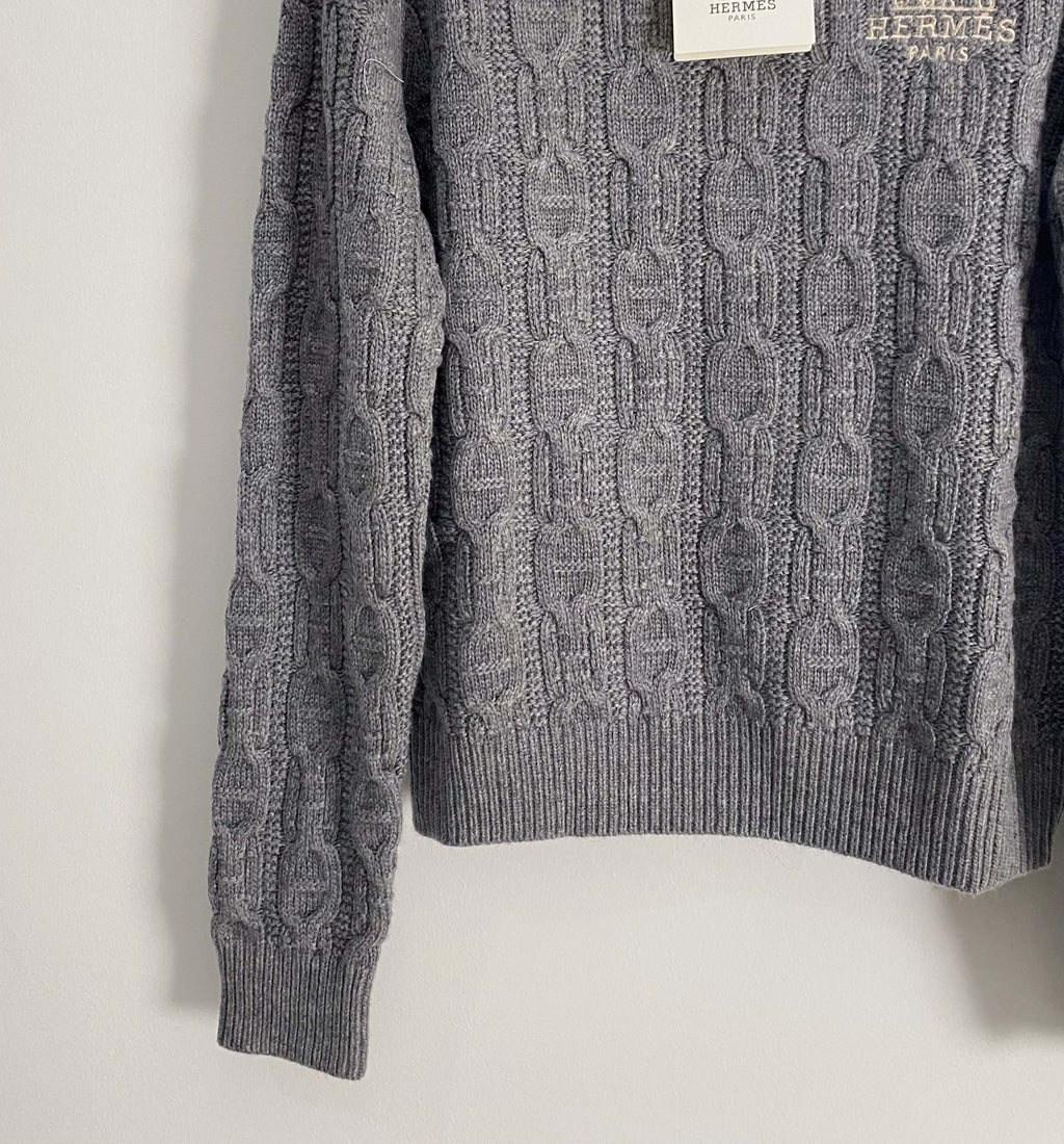 Embroidered Cable-Knit Wool Sweater
