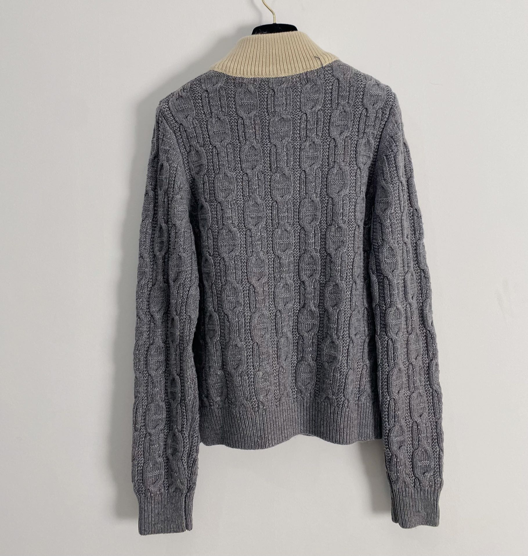 Embroidered Cable-Knit Wool Sweater