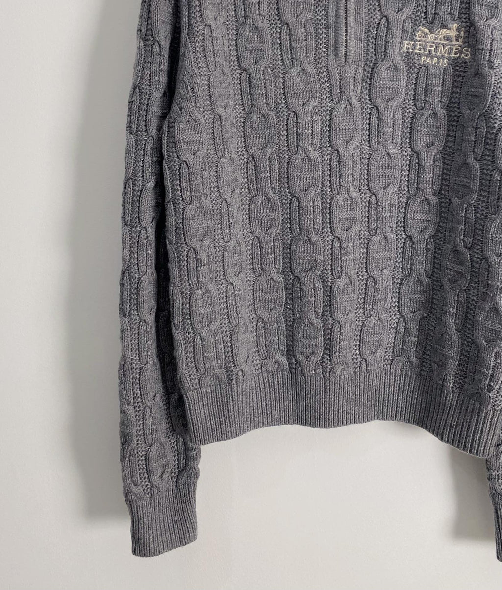 Embroidered Cable-Knit Wool Sweater