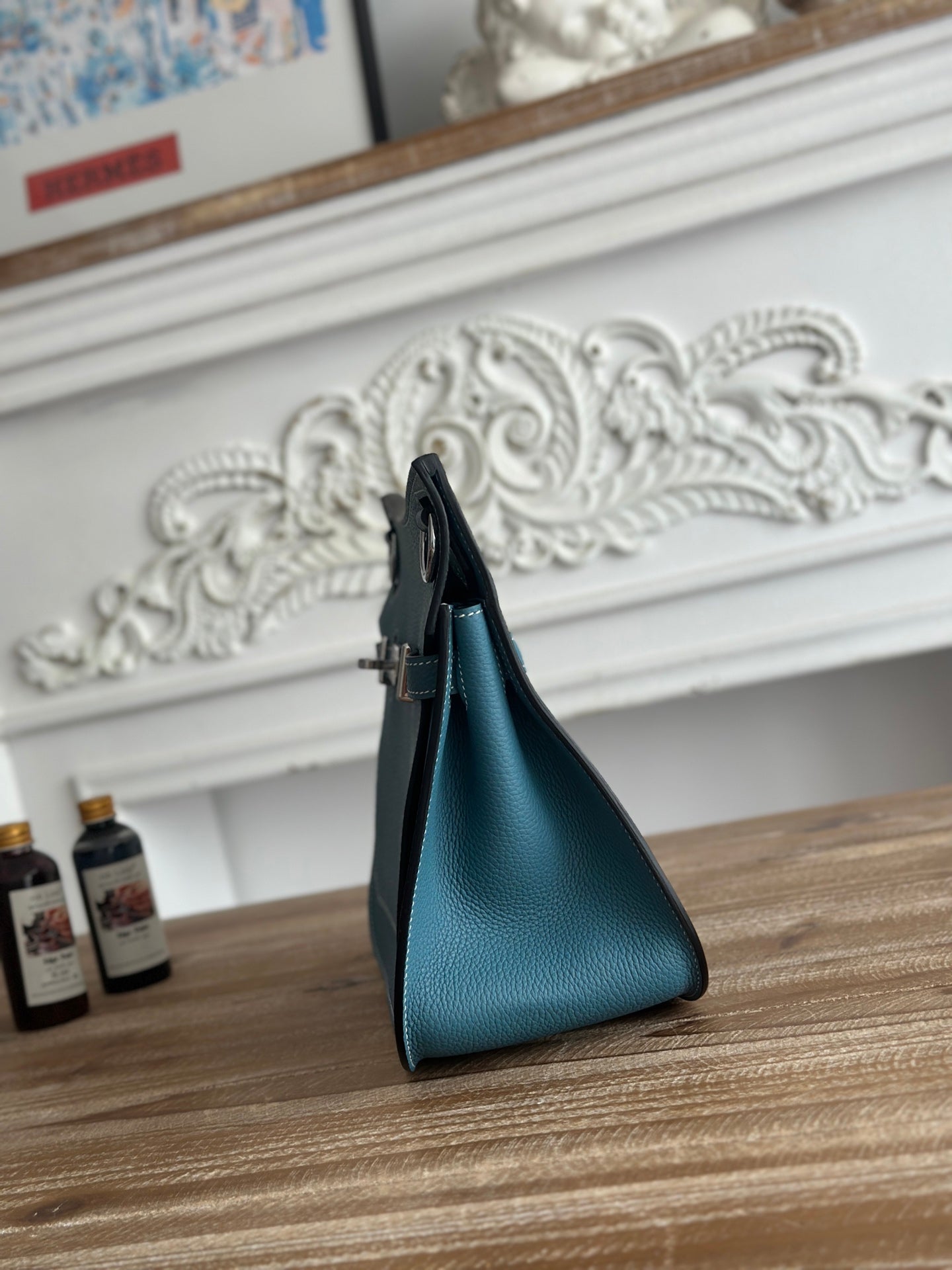 Denim Blue Jypsiere 28cm – Togo Leather, Silver Hardware