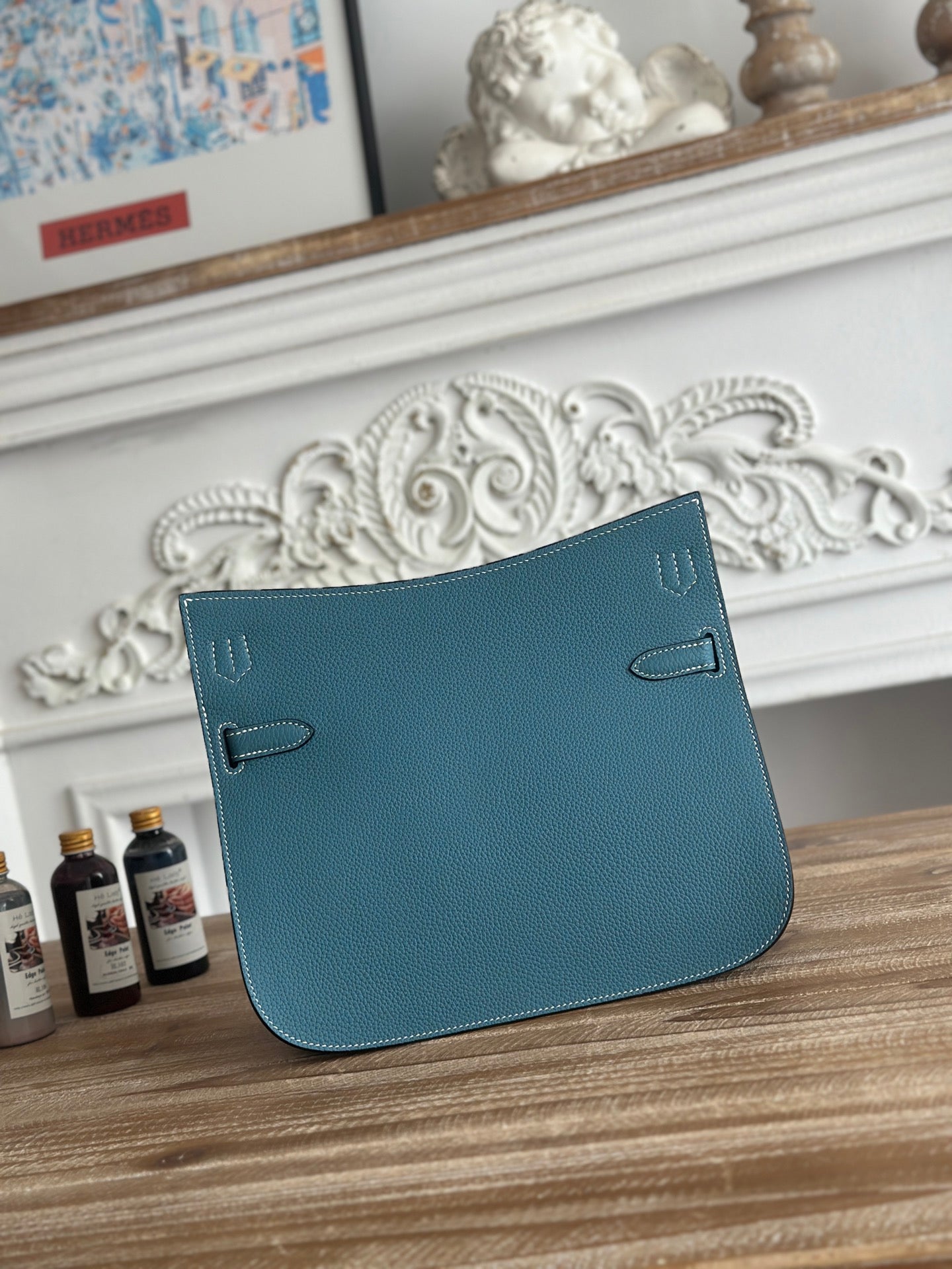 Denim Blue Jypsiere 28cm – Togo Leather, Silver Hardware