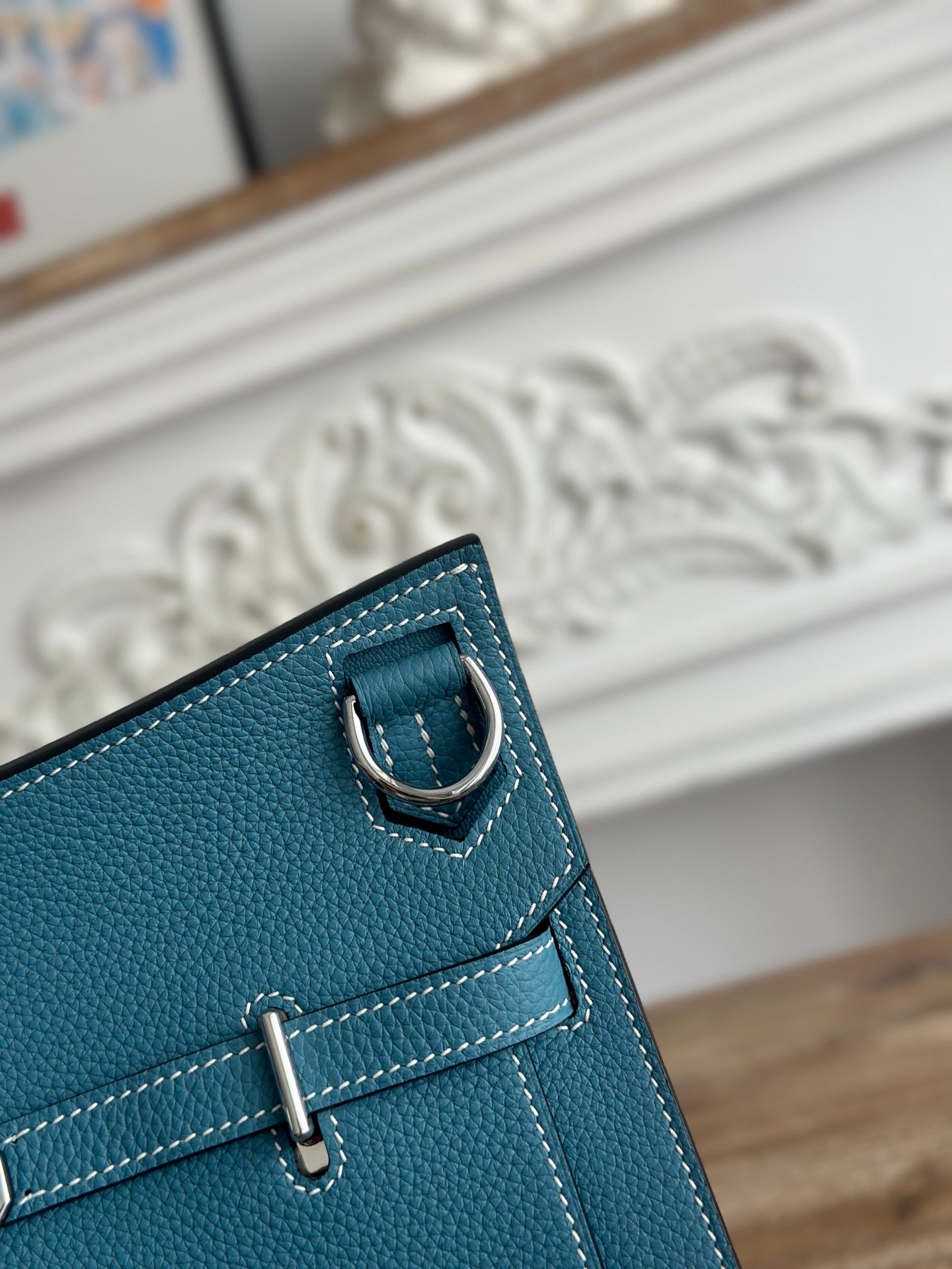 Denim Blue Jypsiere 28cm – Togo Leather, Silver Hardware