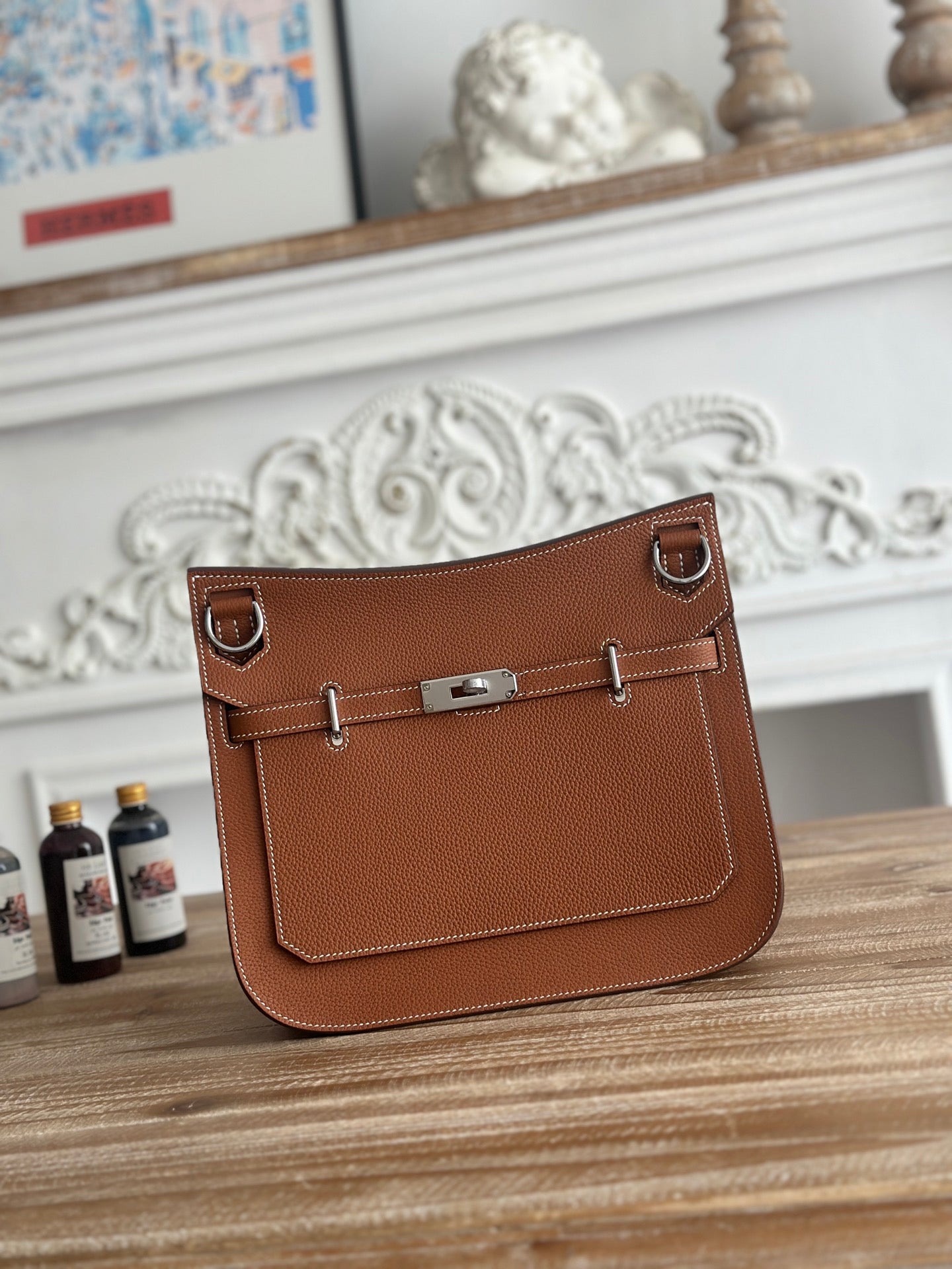 Brown Jypsiere 28cm – Togo Leather, Silver Hardware