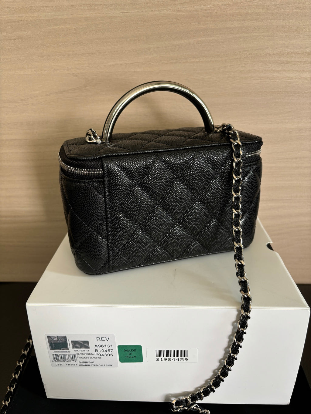 Quilted Vanity Top Handle Bag