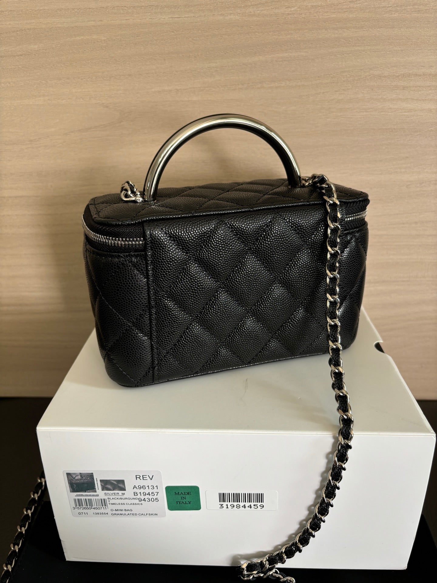 Quilted Vanity Top Handle Bag