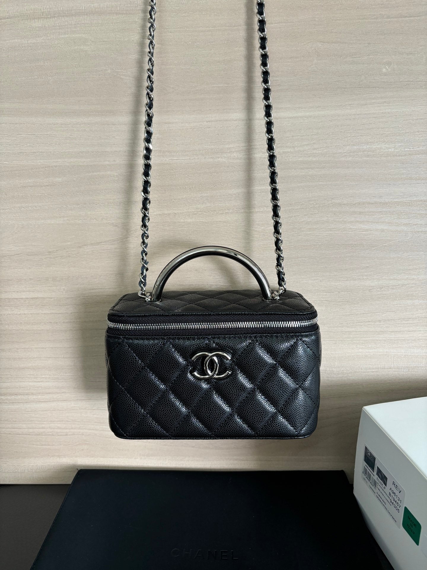 Quilted Vanity Top Handle Bag