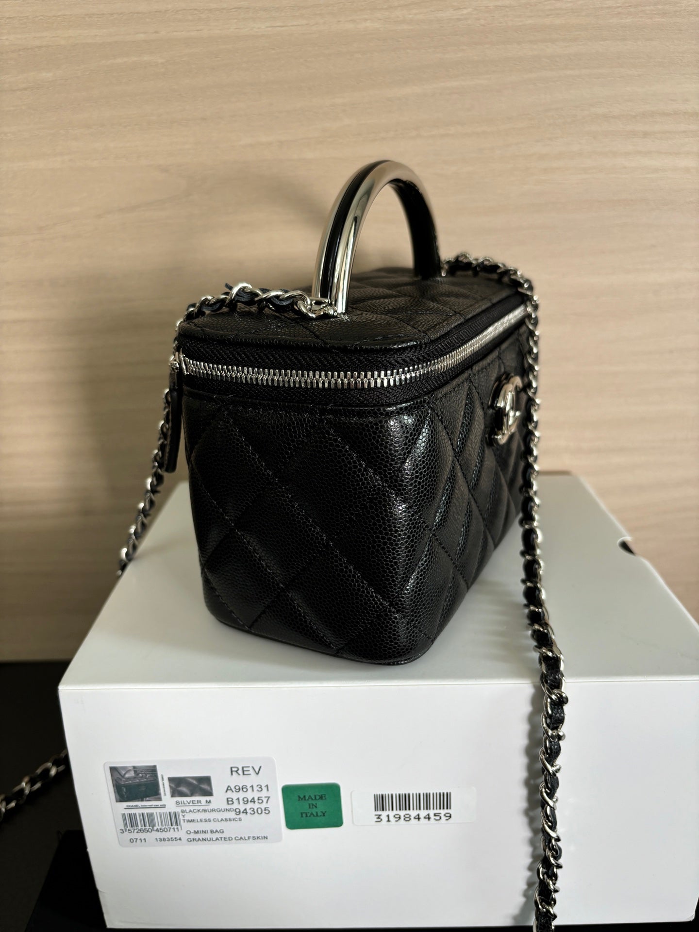 Quilted Vanity Top Handle Bag