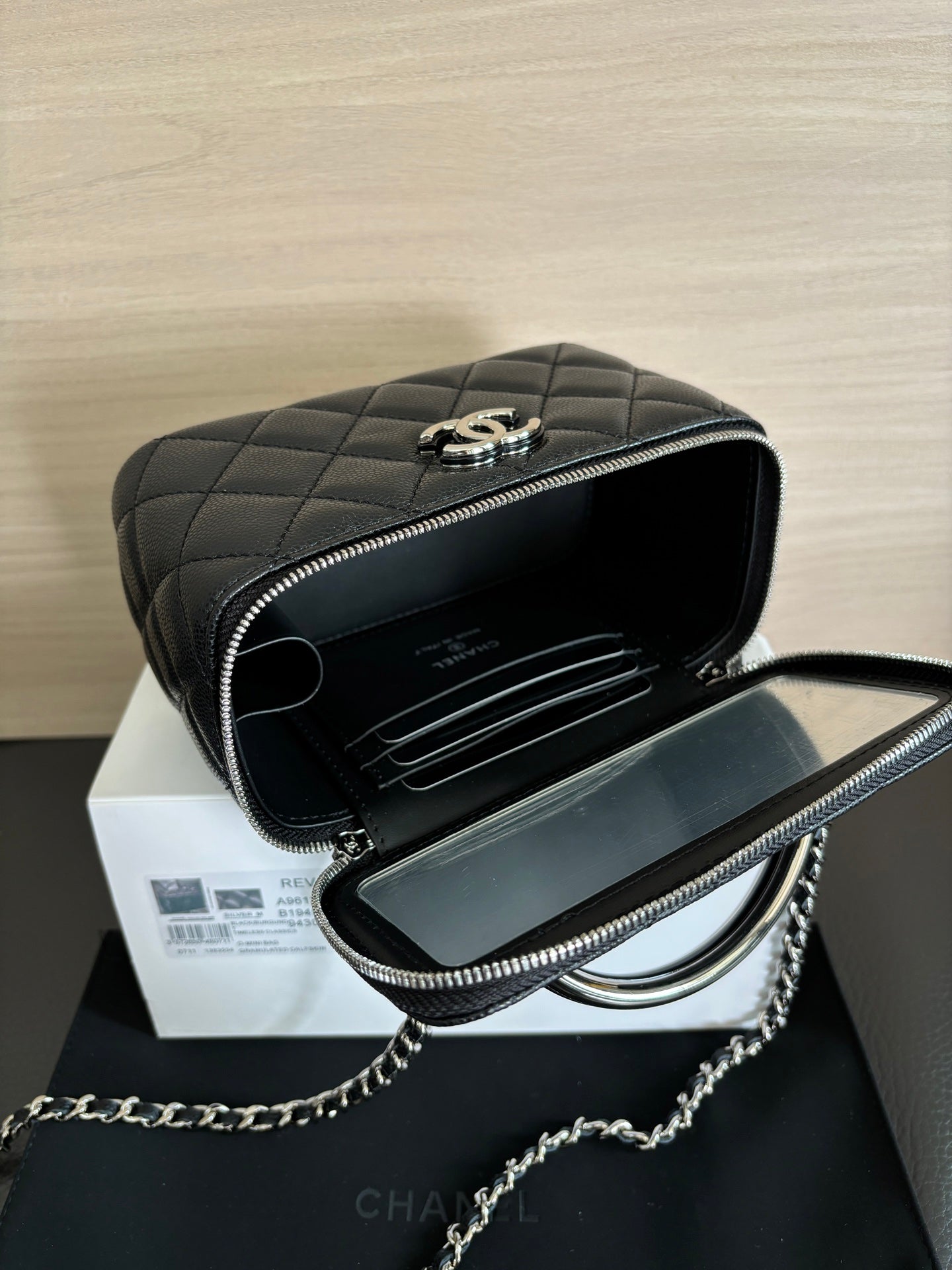 Quilted Vanity Top Handle Bag