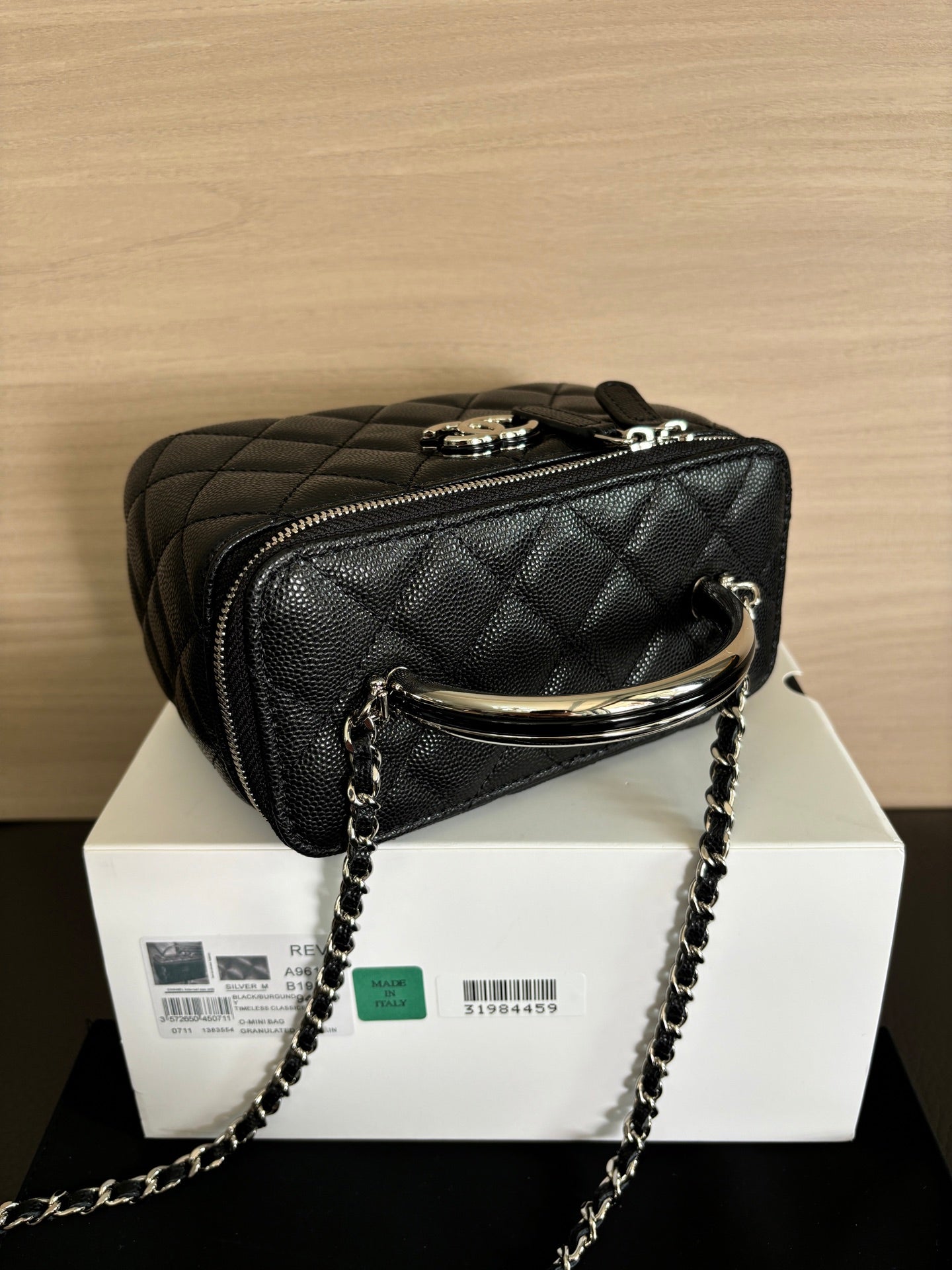 Quilted Vanity Top Handle Bag