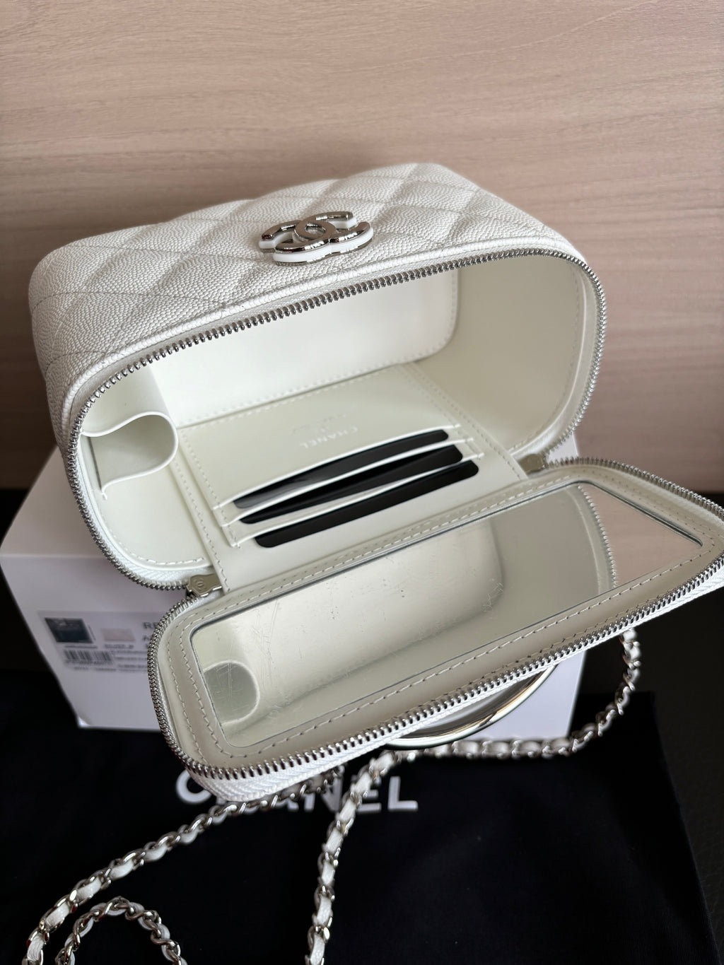 Quilted Vanity Top Handle Bag