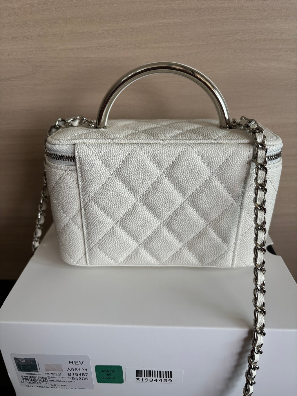 Quilted Vanity Top Handle Bag