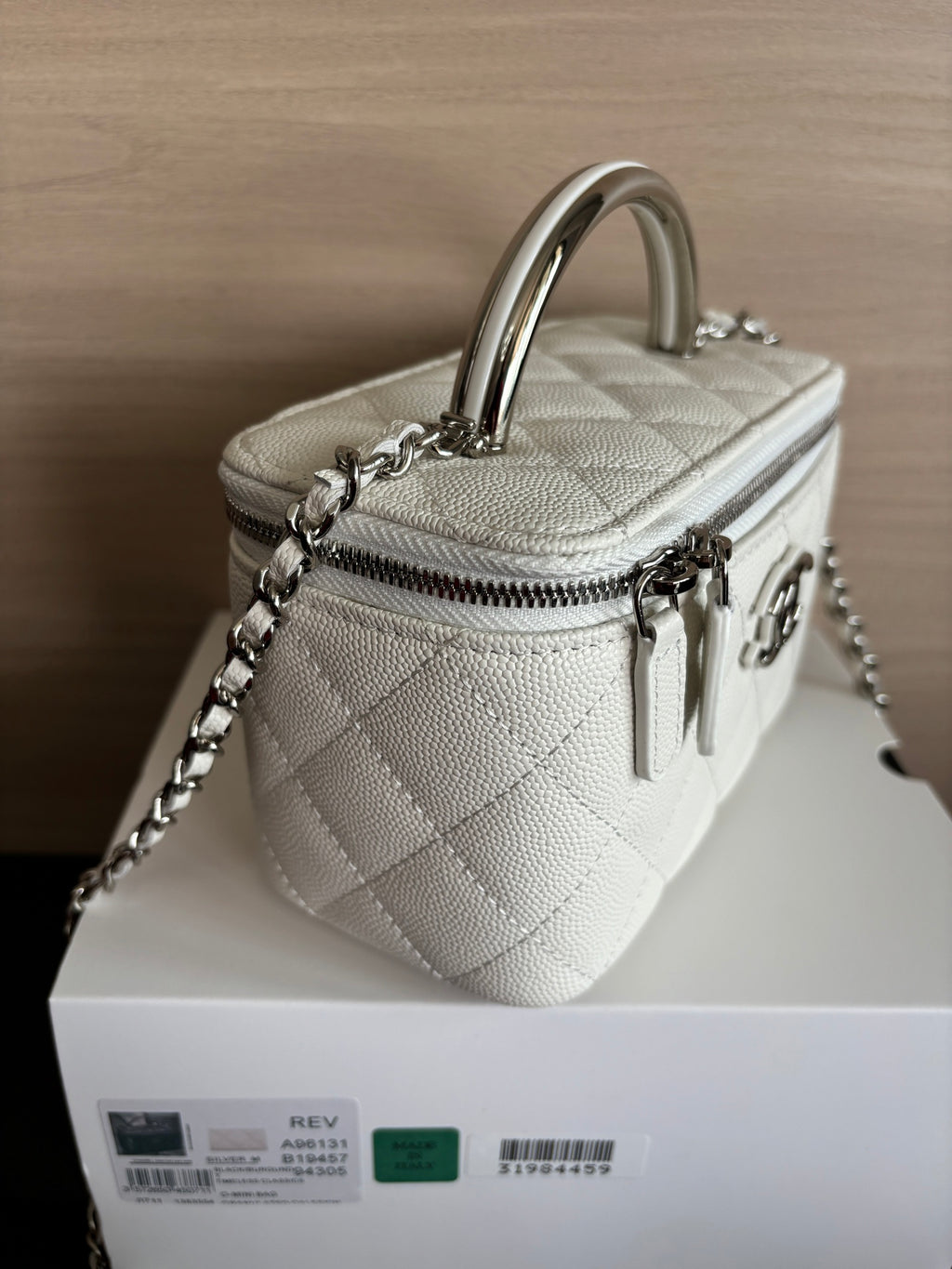 Quilted Vanity Top Handle Bag