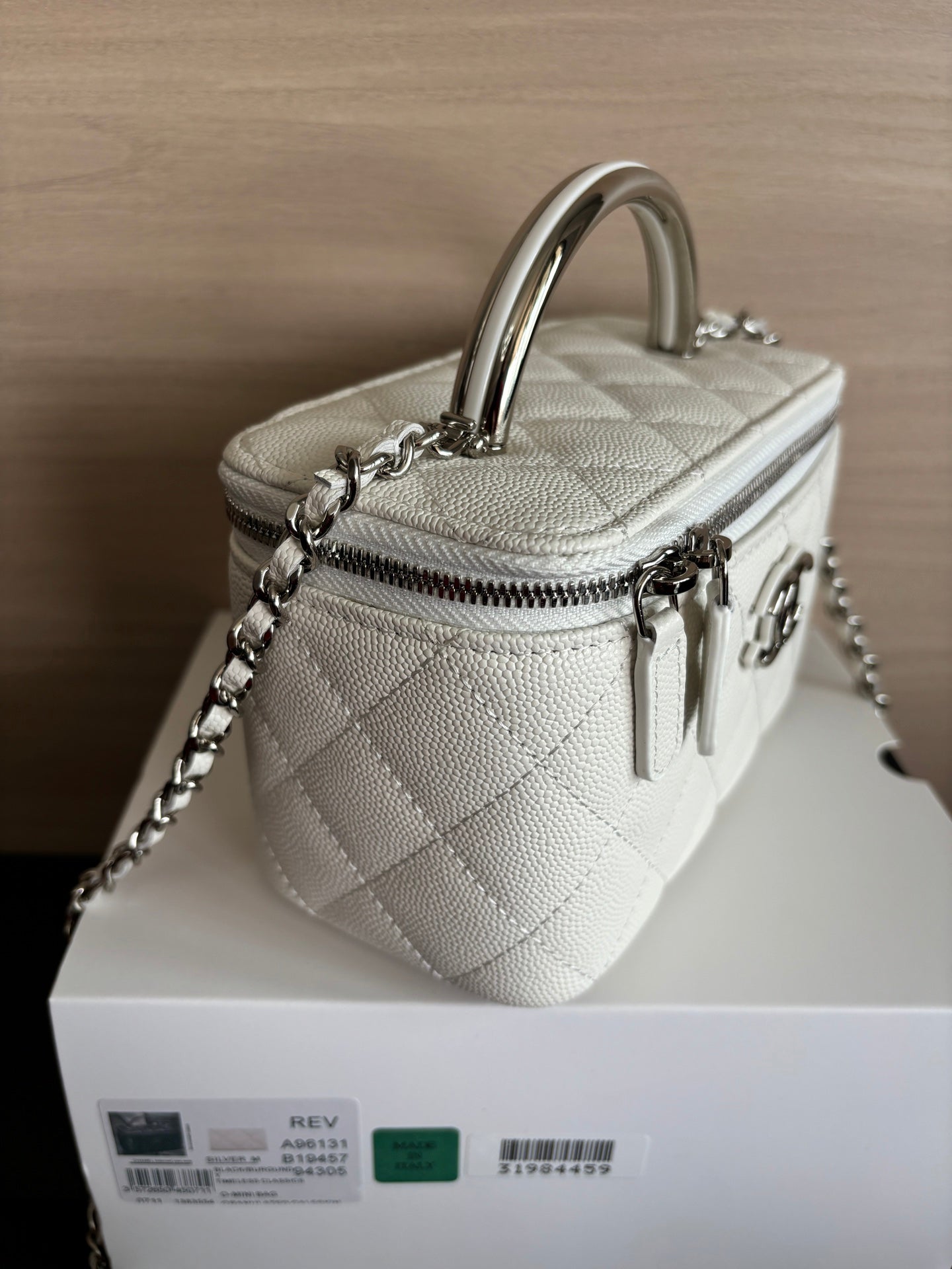 Quilted Vanity Top Handle Bag