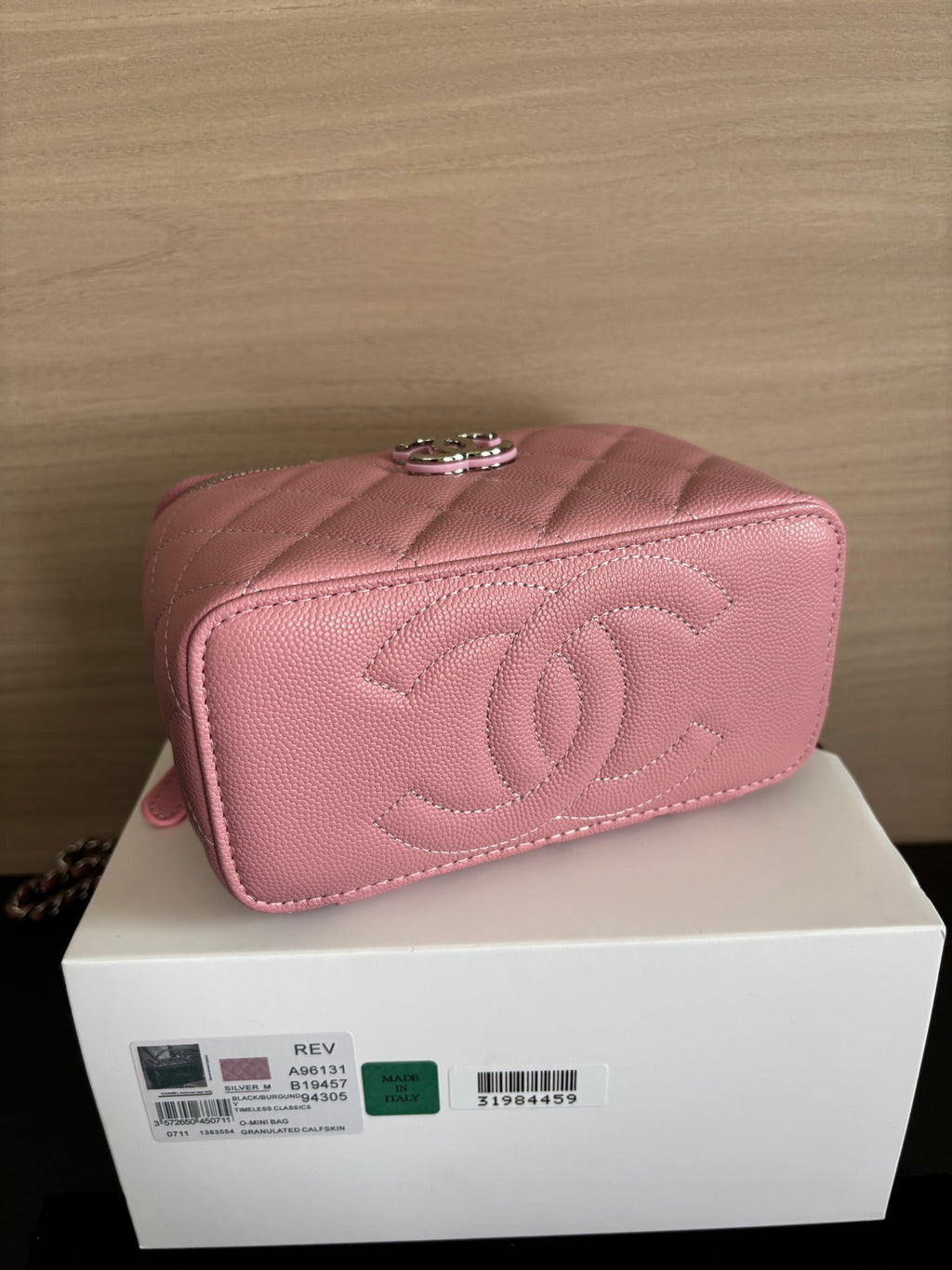 Quilted Vanity Top Handle Bag