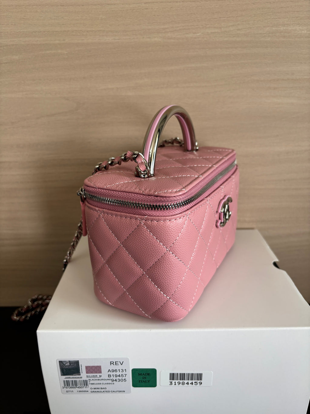 Quilted Vanity Top Handle Bag