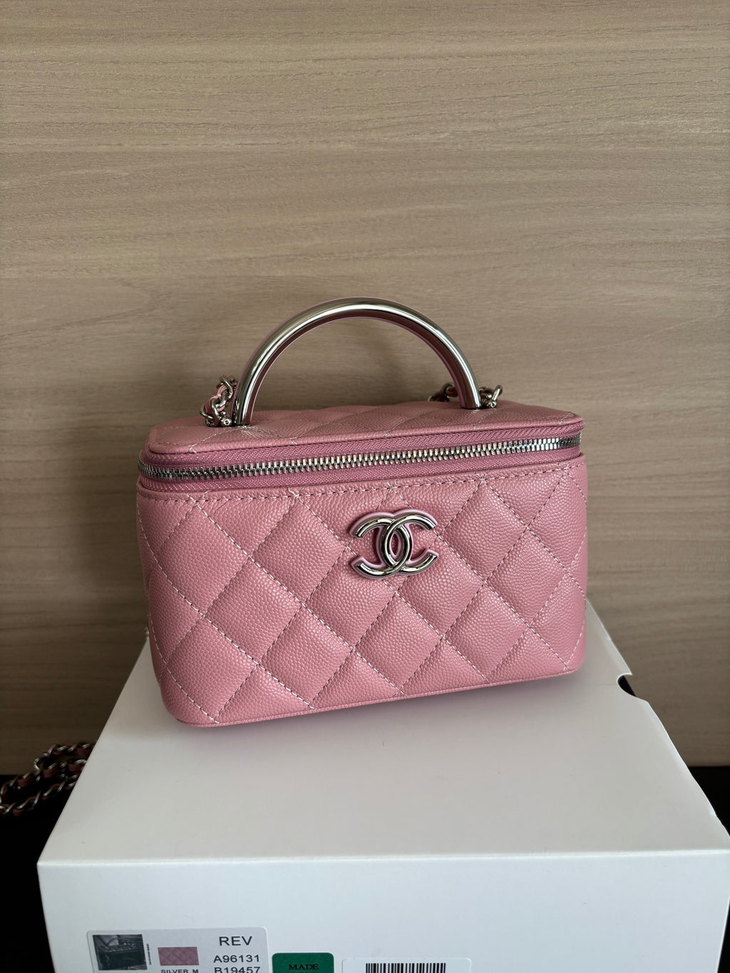 Quilted Vanity Top Handle Bag