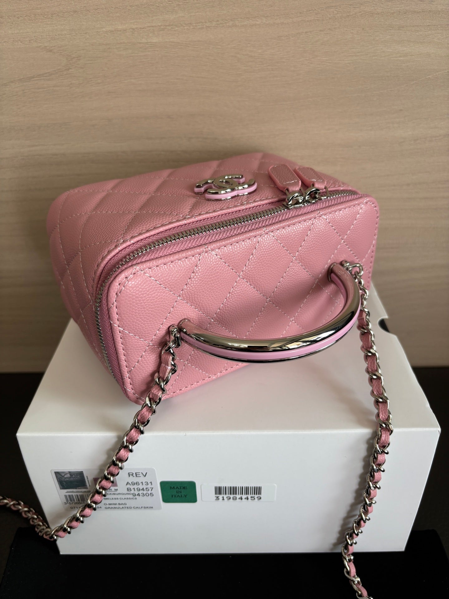 Quilted Vanity Top Handle Bag