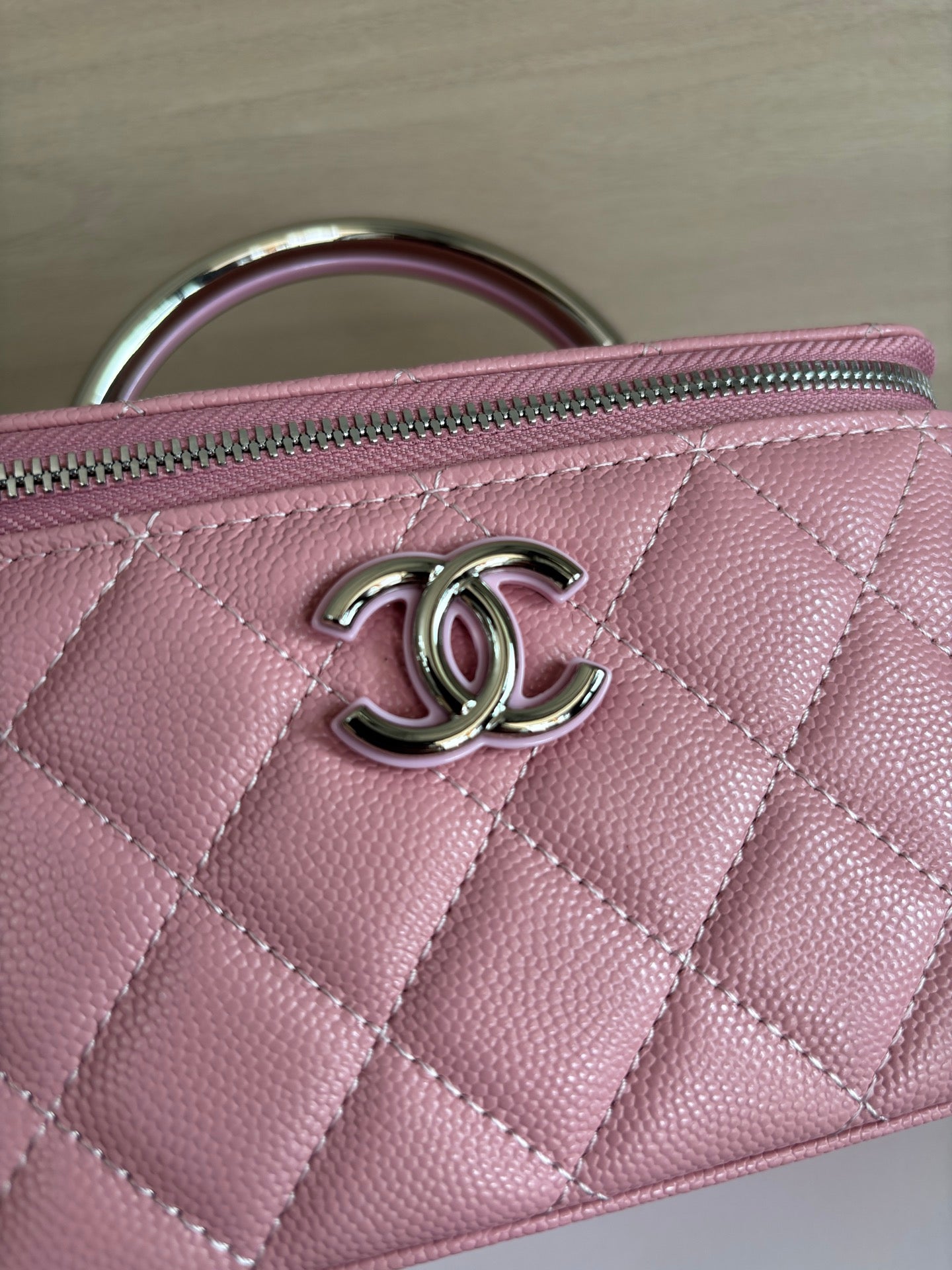 Quilted Vanity Top Handle Bag