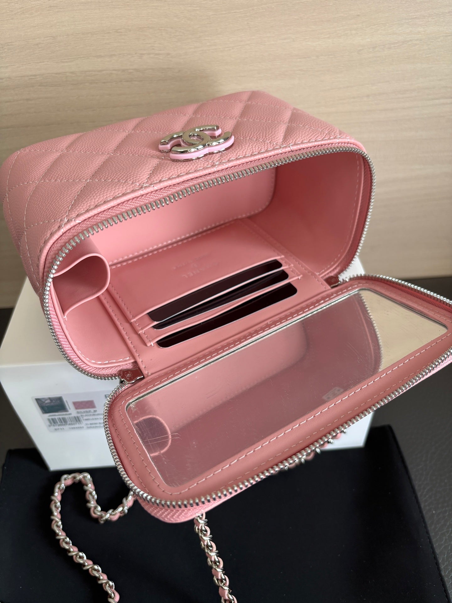 Quilted Vanity Top Handle Bag