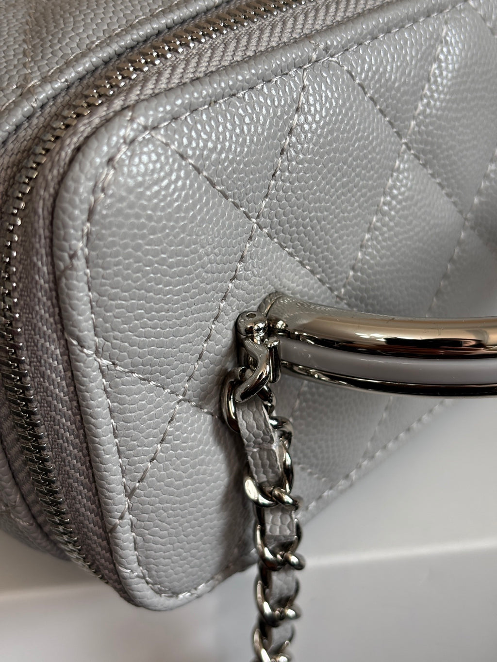 Quilted Vanity Top Handle Bag