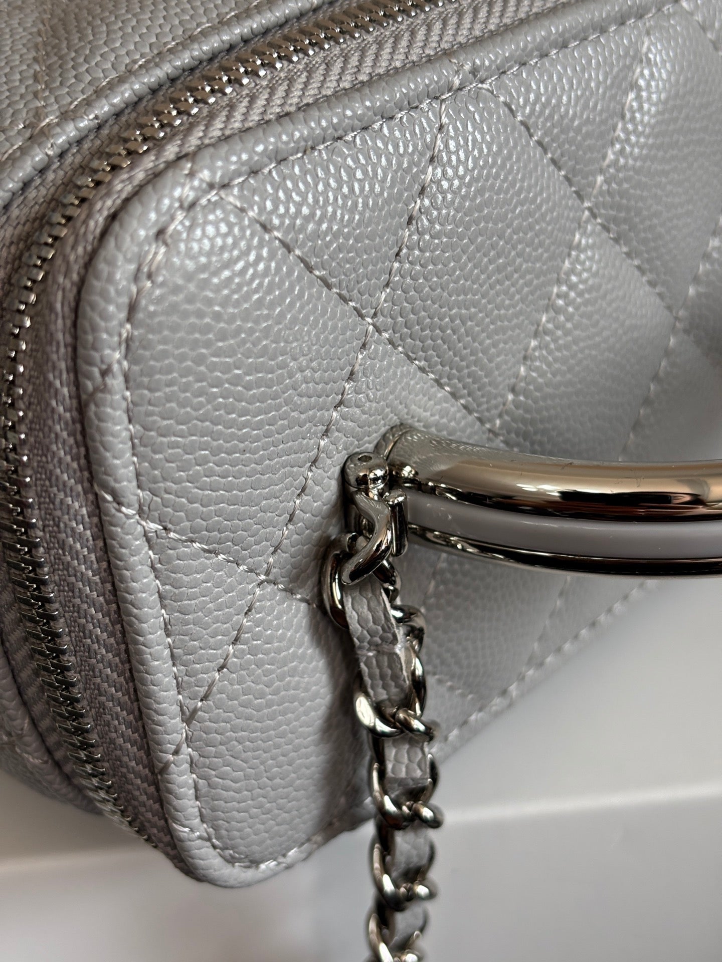 Quilted Vanity Top Handle Bag