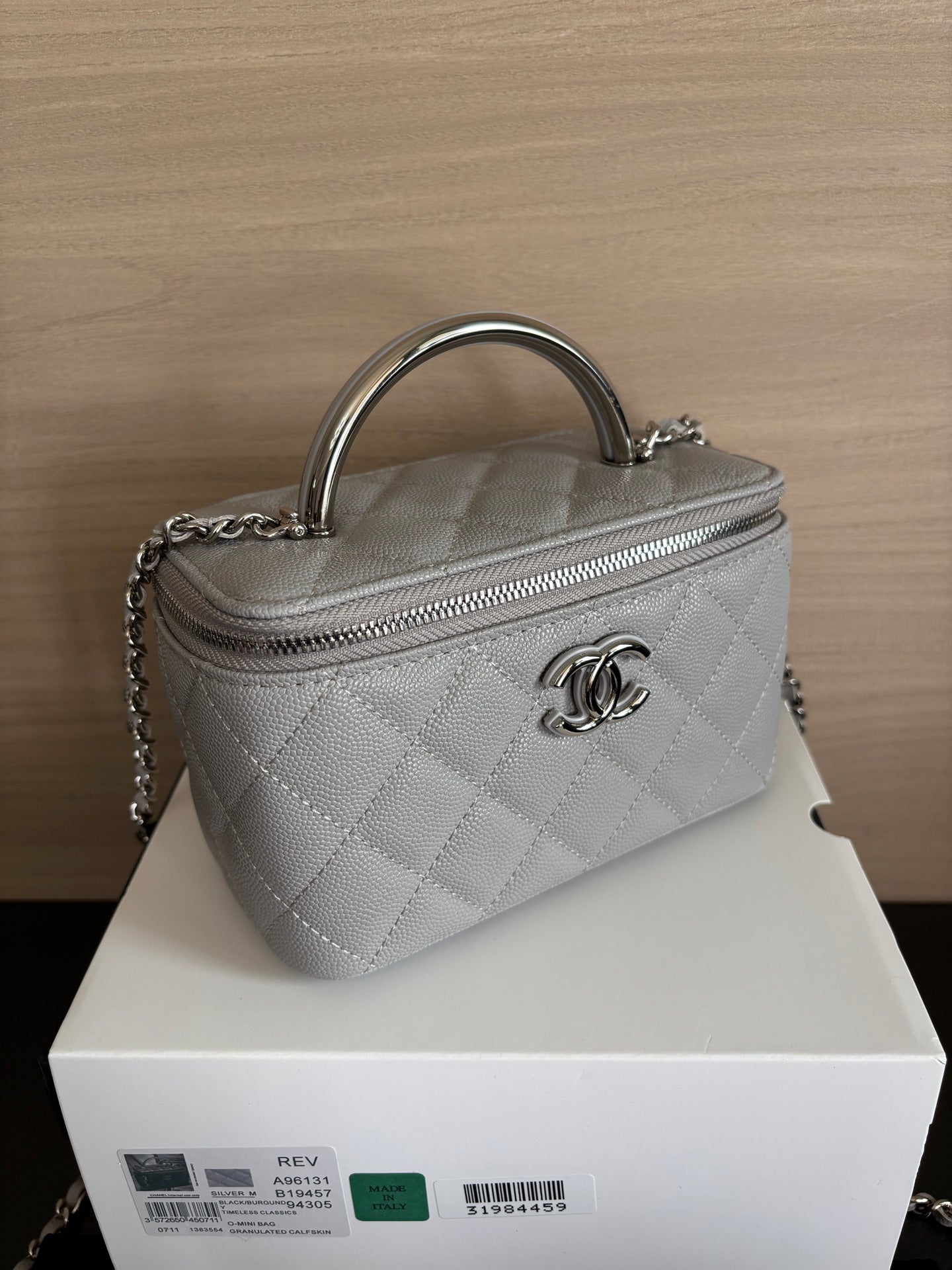 Quilted Vanity Top Handle Bag