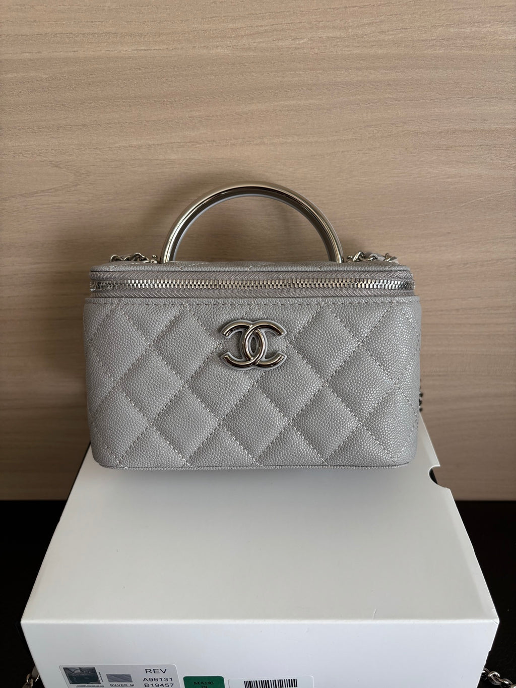 Quilted Vanity Top Handle Bag