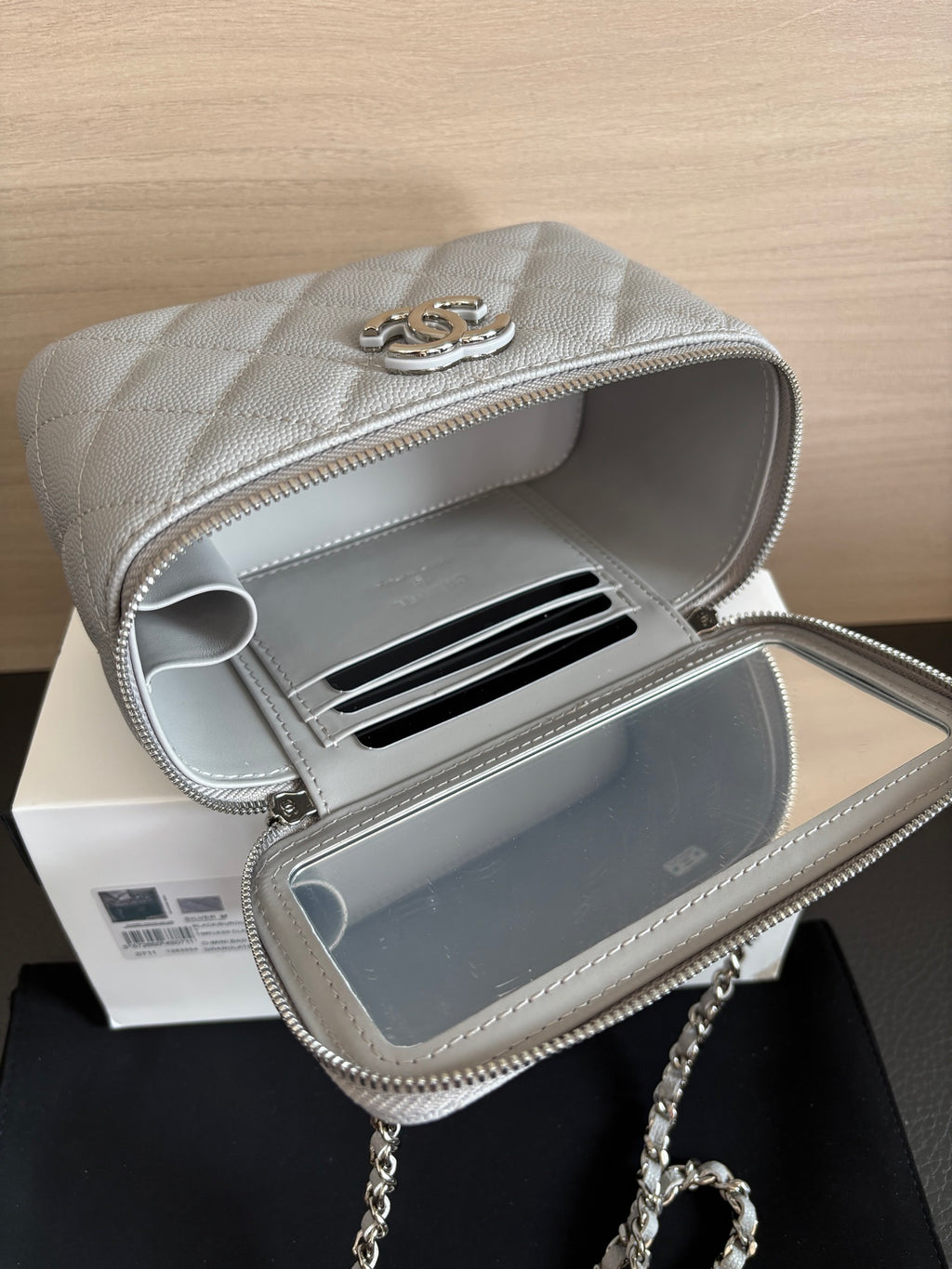 Quilted Vanity Top Handle Bag