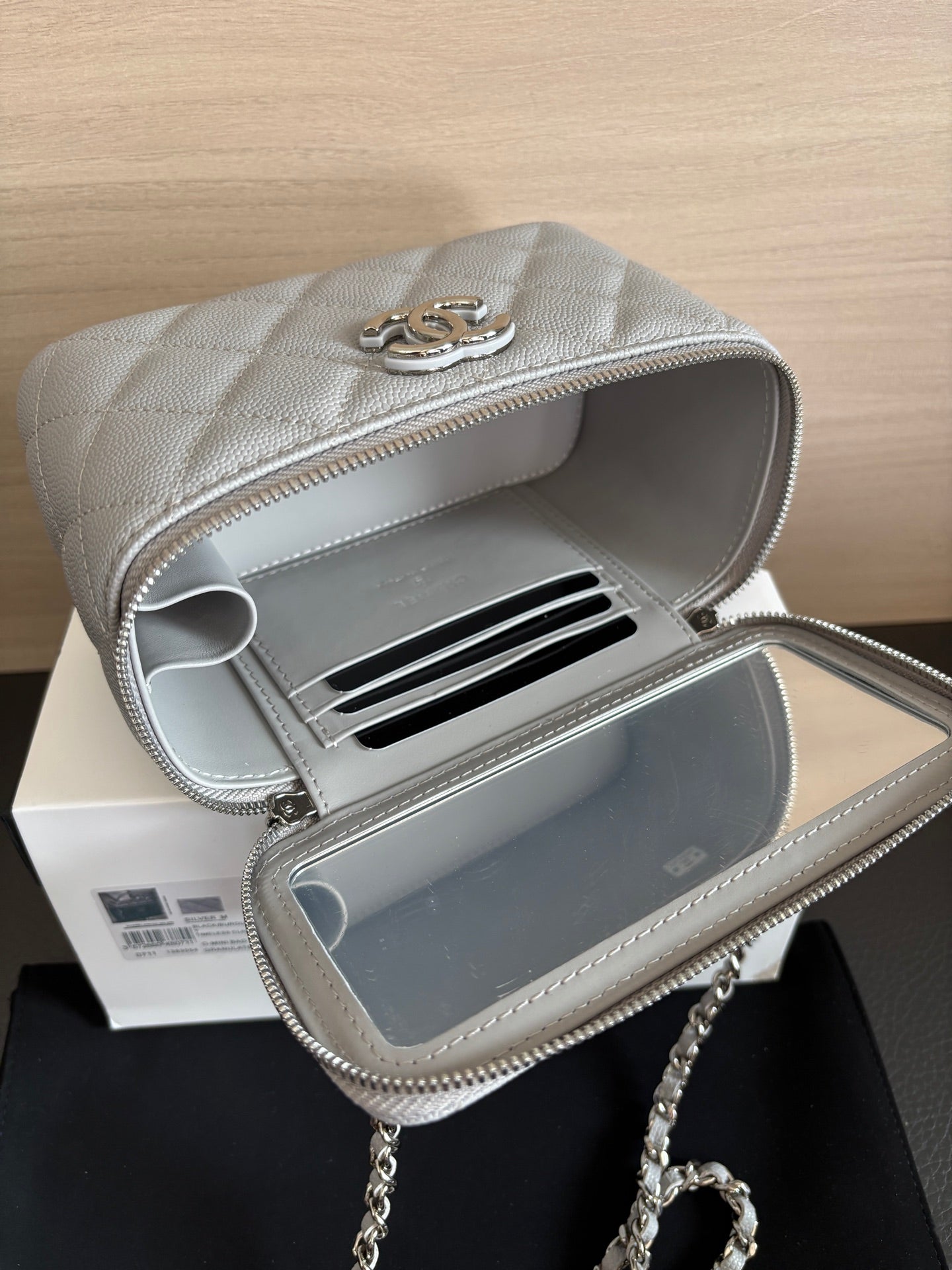 Quilted Vanity Top Handle Bag