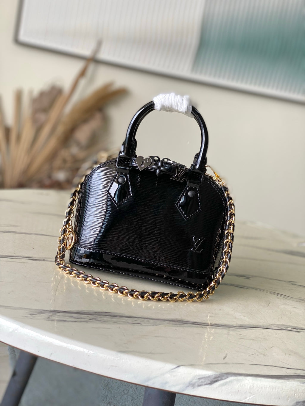 Alma Mini Patent Leather with Chain Strap