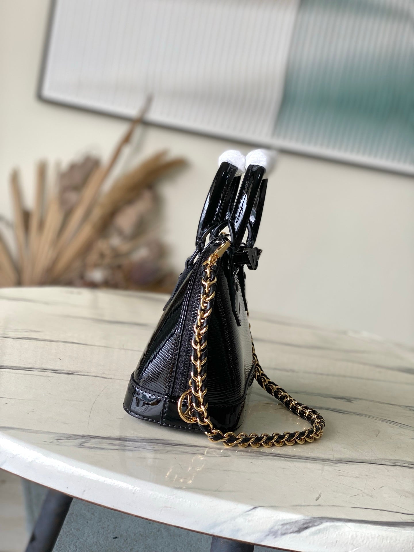 Alma Mini Patent Leather with Chain Strap