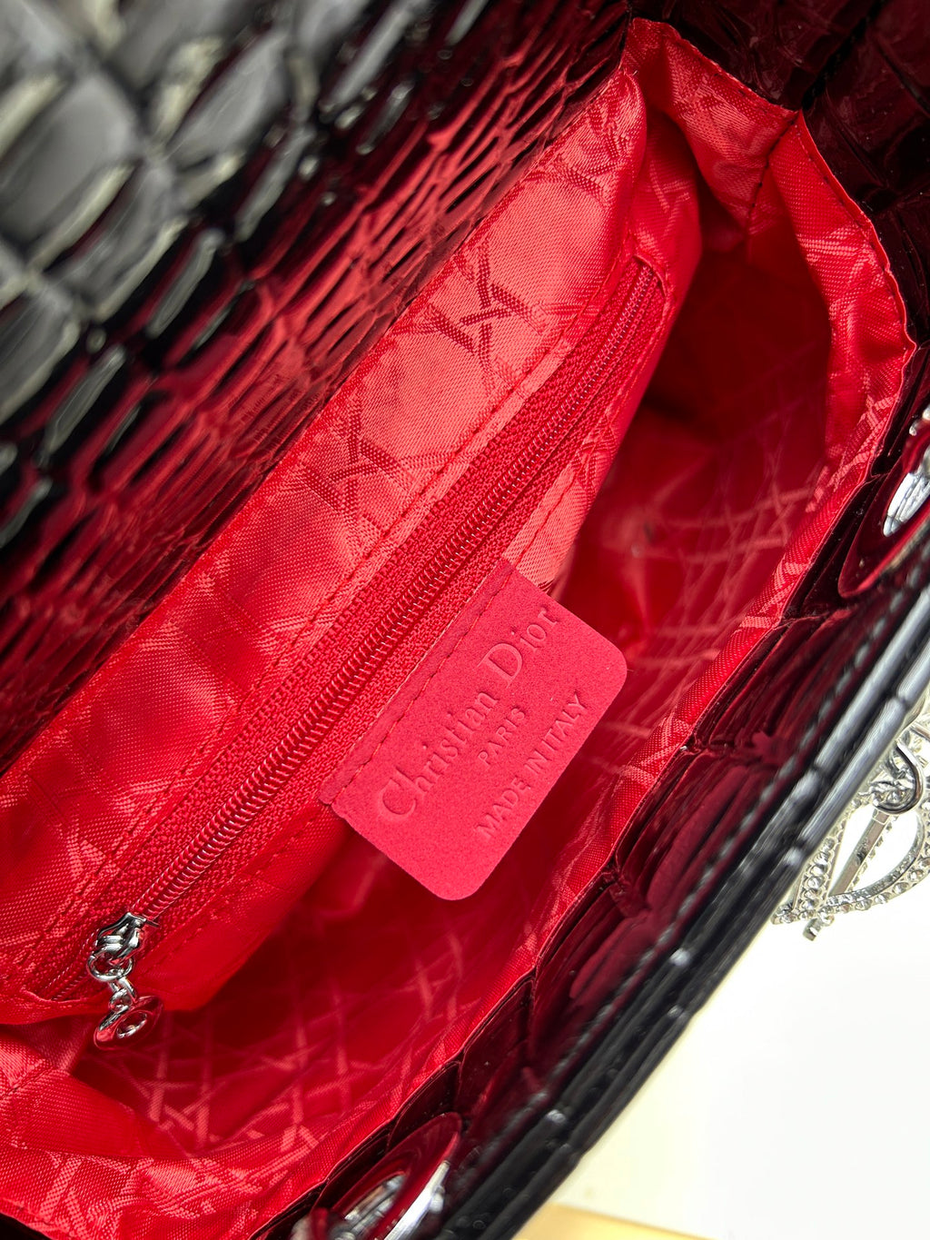 Crocodile-Pattern Leather Bag