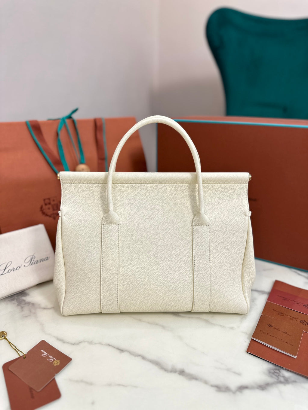 Loom Leather Tote Bag in White