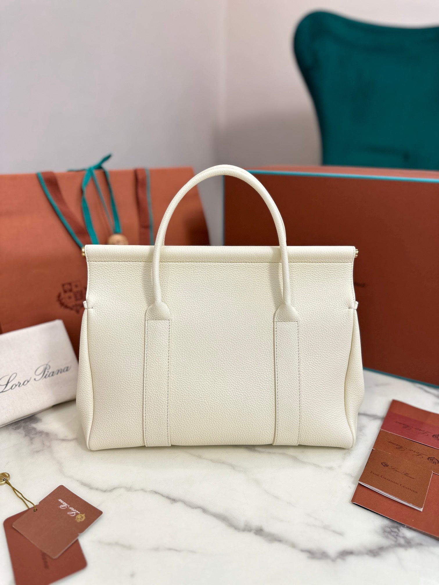 Loom Leather Tote Bag in White