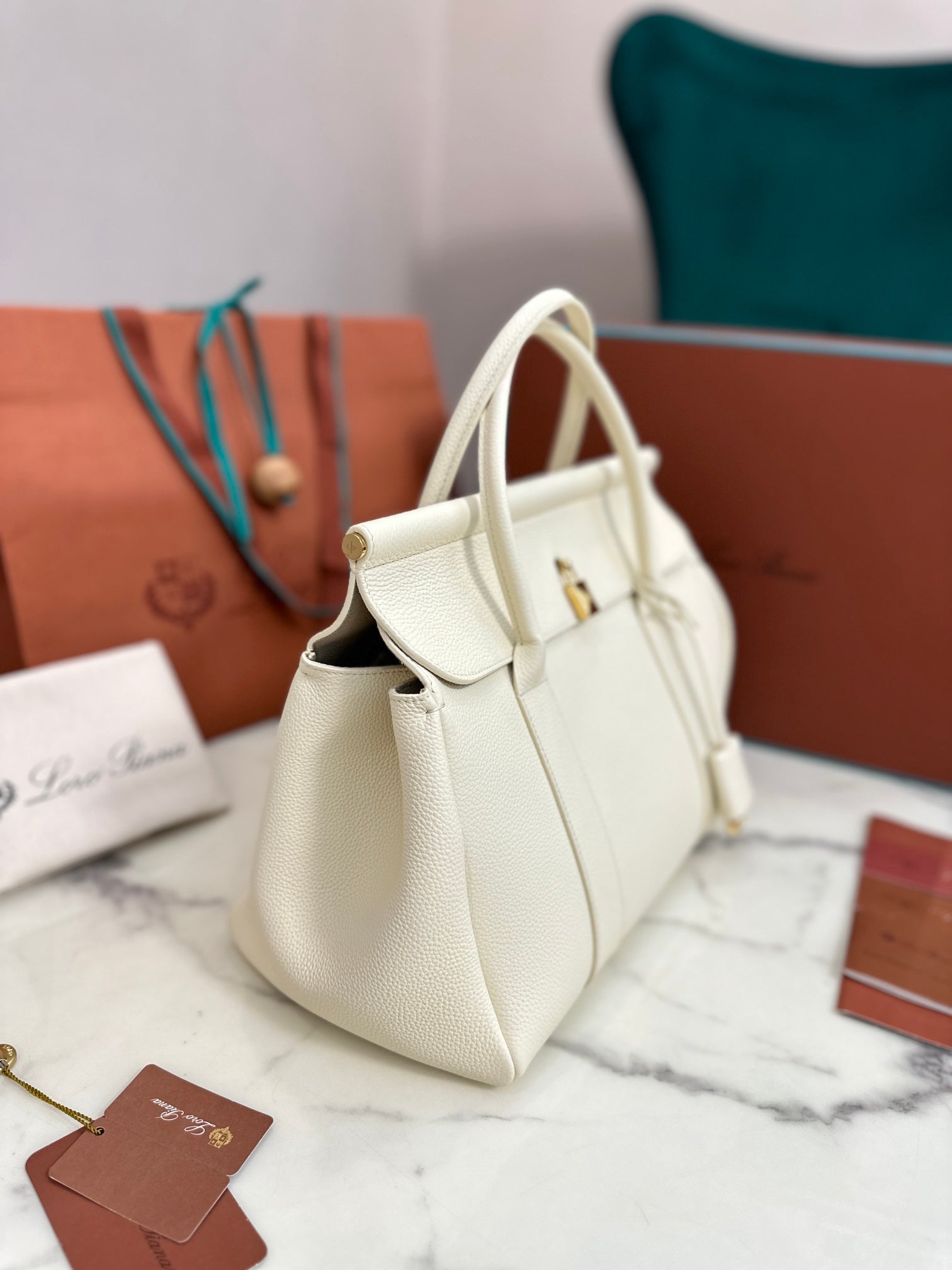 Loom Leather Tote Bag in White