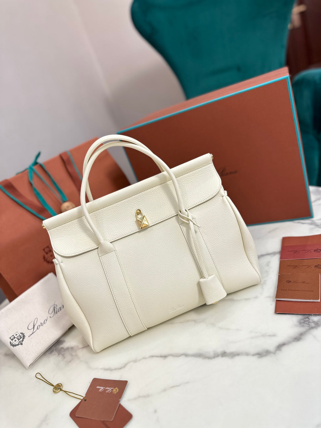 Loom Leather Tote Bag in White