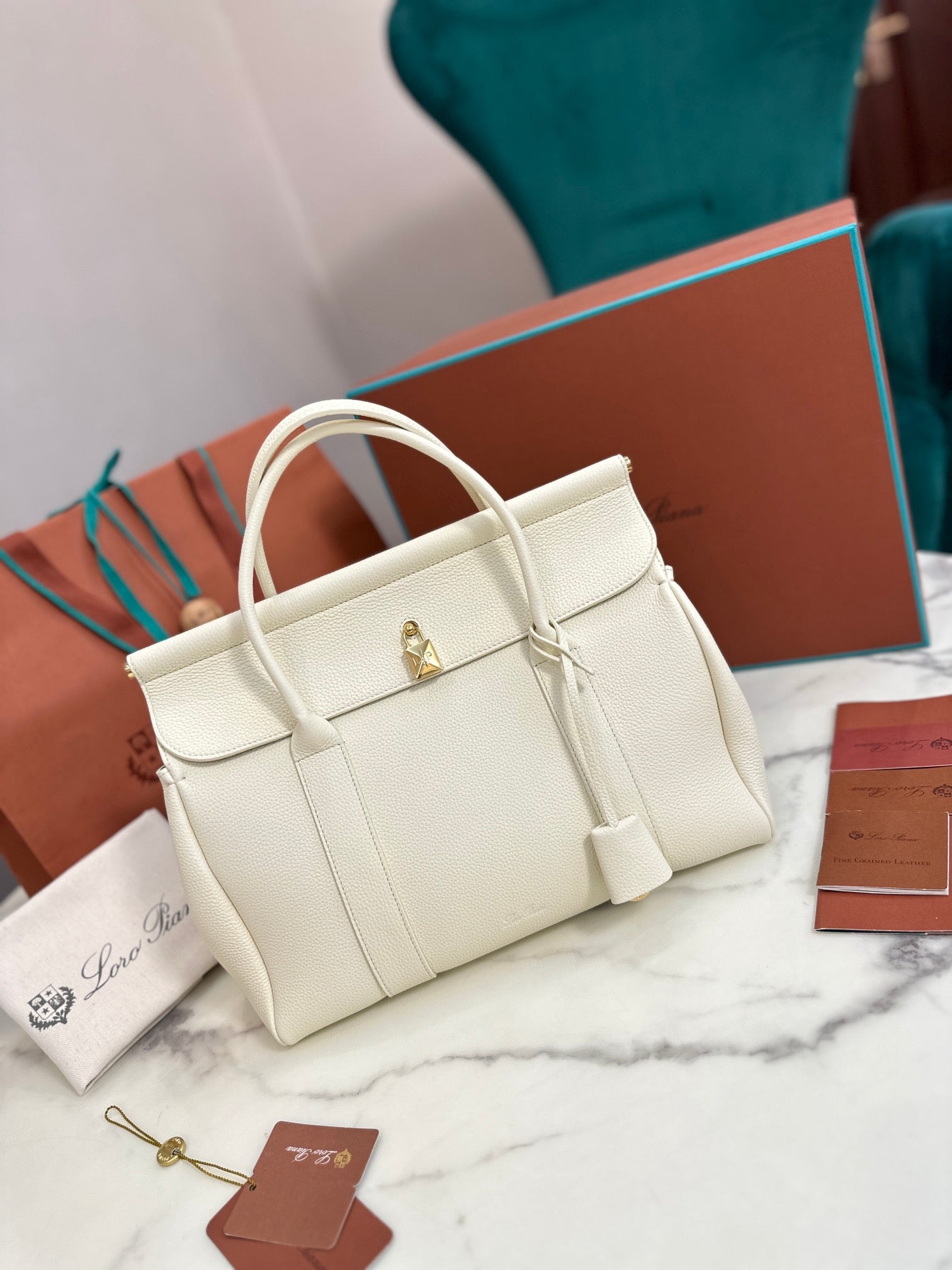 Loom Leather Tote Bag in White